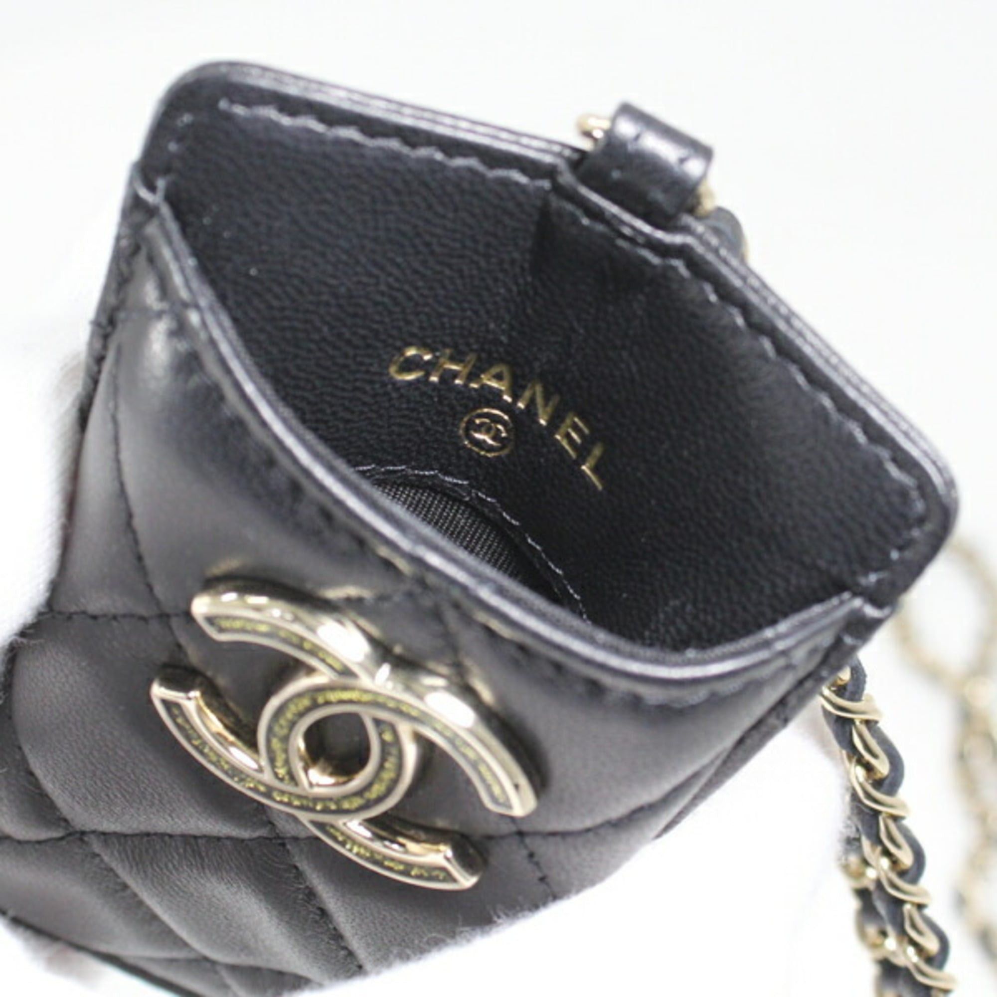 Chanel CHANEL Business Card Case/Card Holder with Chain Strap, Lambskin, Black, Coco Mark, Matelasse, A01745, T6120 Size ONE SIZE - 10 Thumbnail