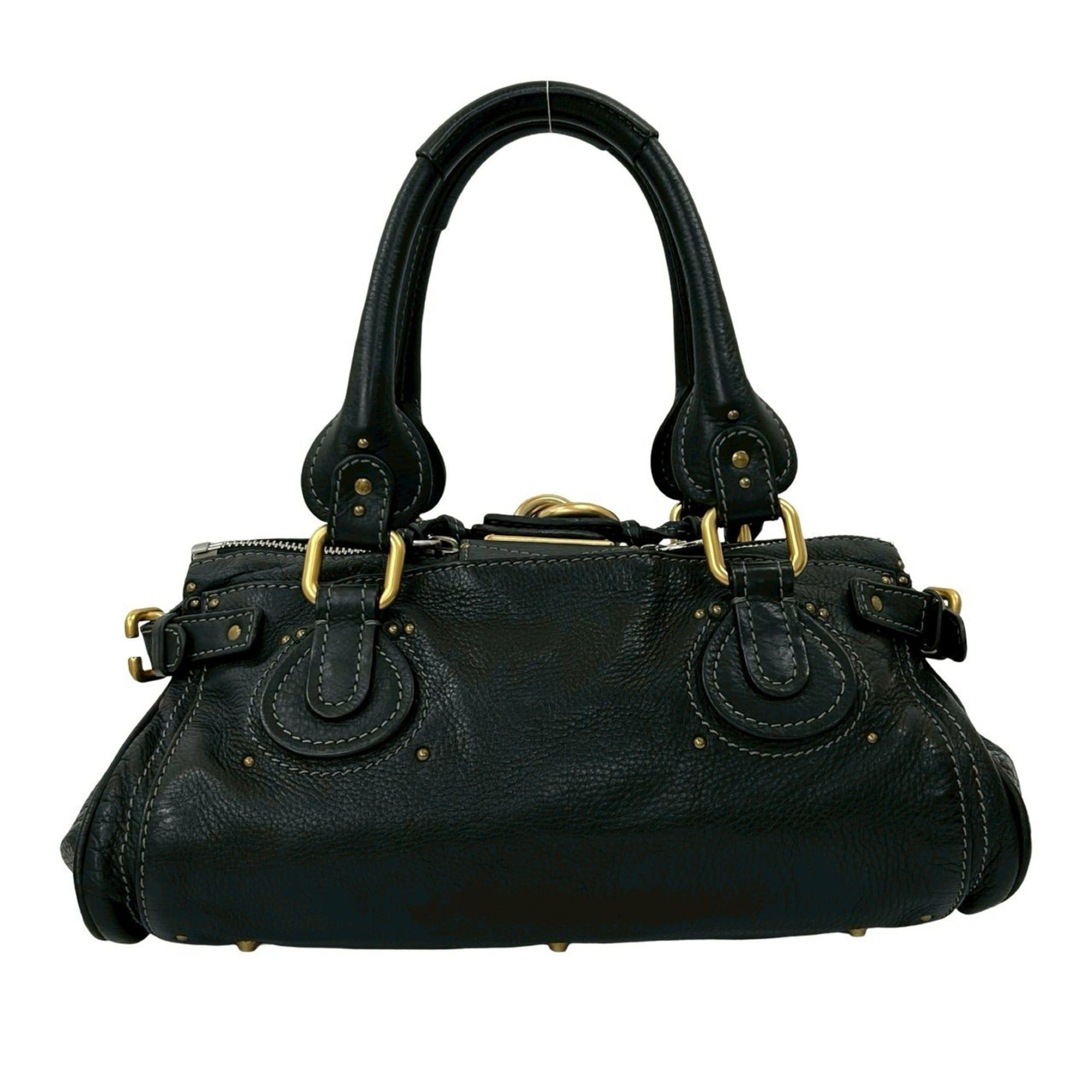 Chloe Chloé Chloe Paddington Stitch Leather Handbag, Mini Boston Bag, Semi-Shoulder Black 21196 Size ONE SIZE - 3 Thumbnail