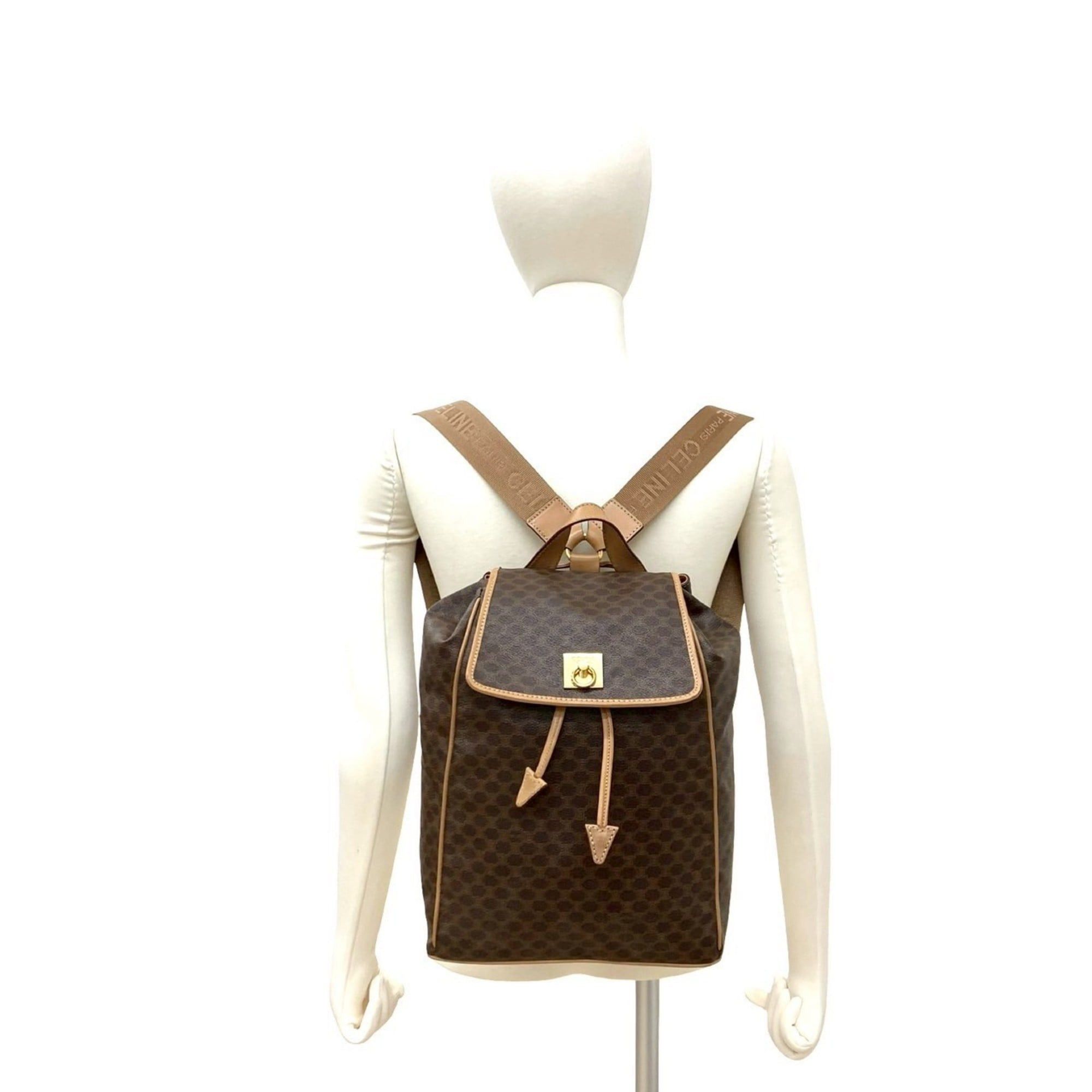 Celine CELINE Macadam Blason Ring Leather Backpack, Brown, 06525 Size ONE SIZE - 2 Thumbnail