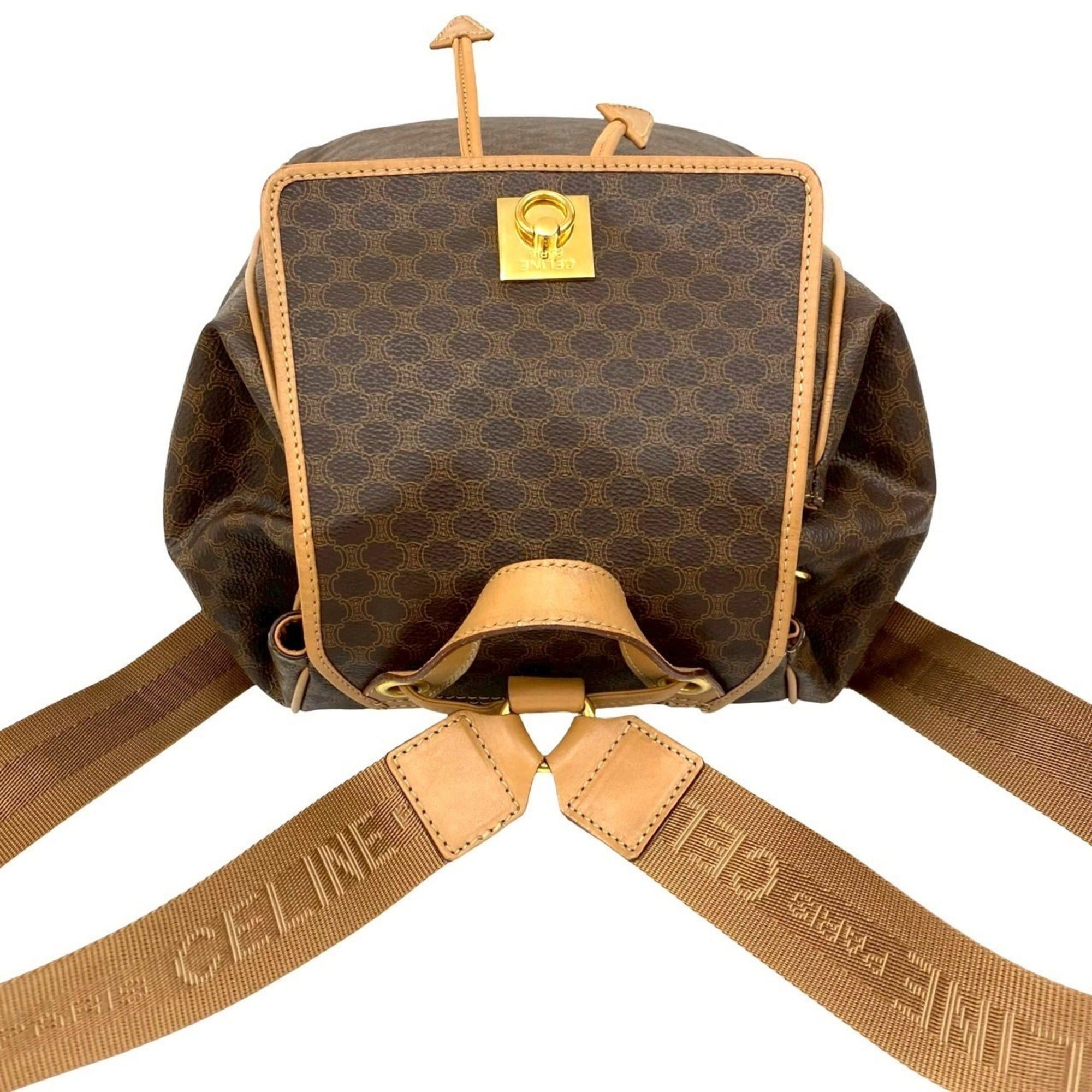 Celine CELINE Macadam Blason Ring Leather Backpack, Brown, 06525 Size ONE SIZE - 4 Thumbnail
