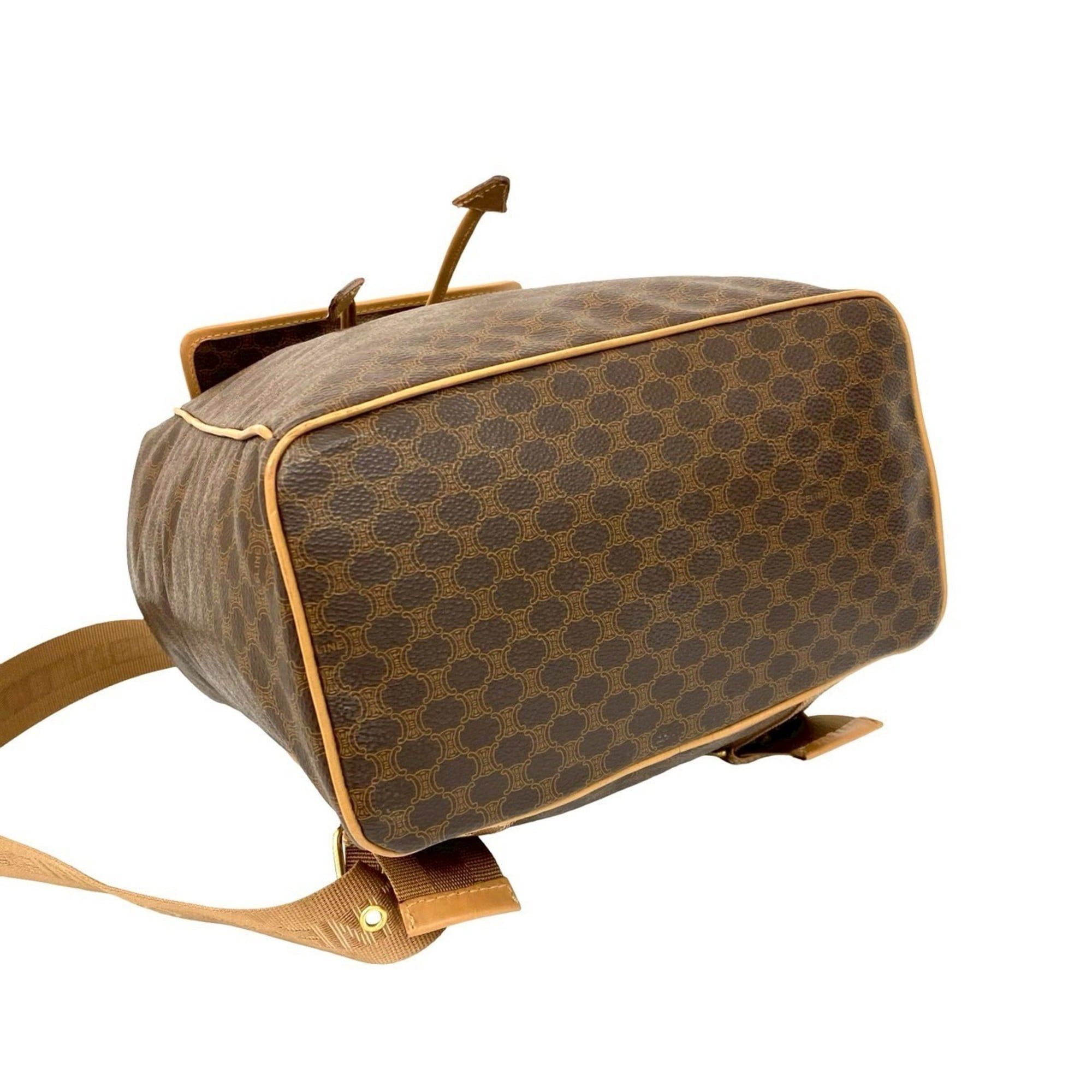 Celine CELINE Macadam Blason Ring Leather Backpack, Brown, 06525 Size ONE SIZE - 7 Thumbnail