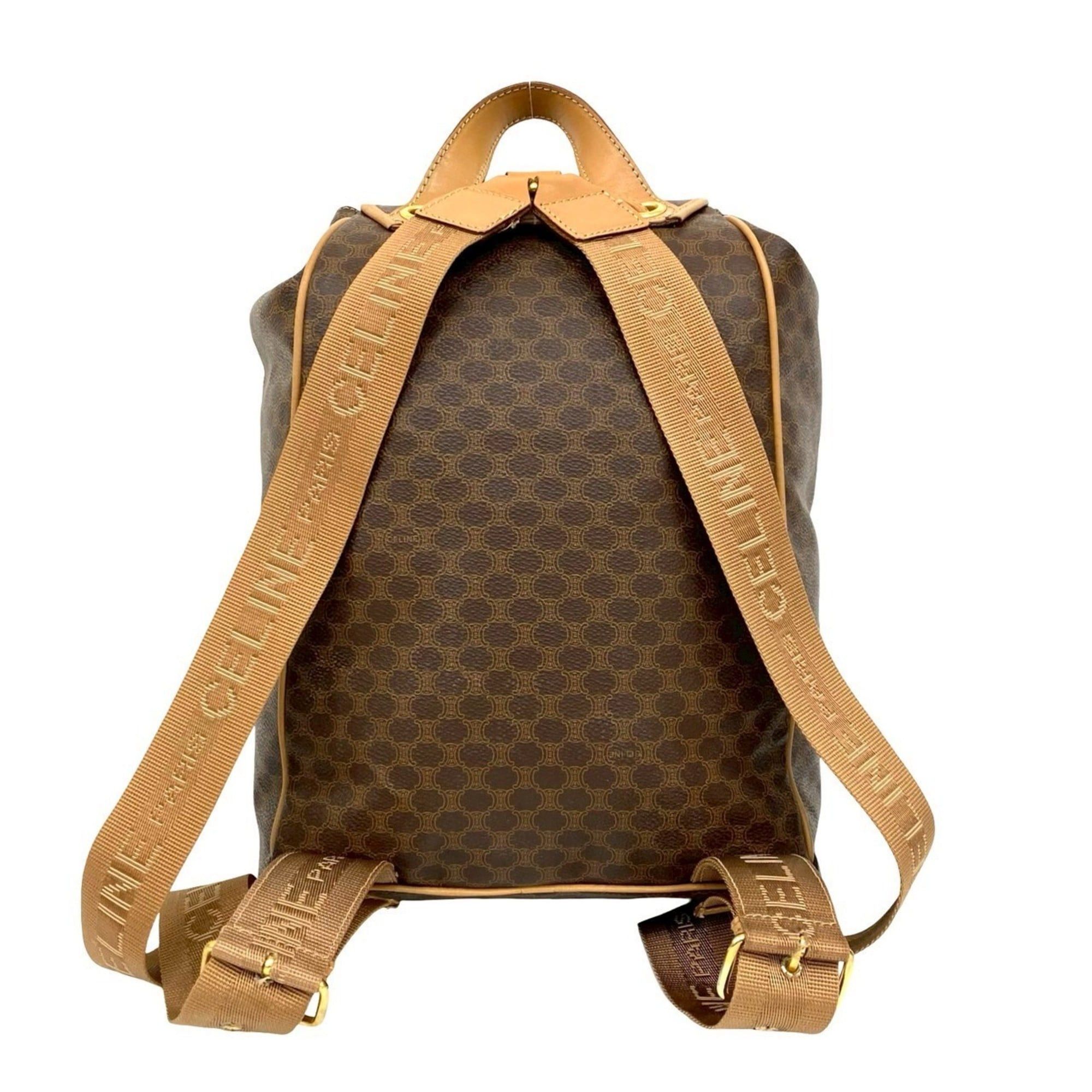 Celine CELINE Macadam Blason Ring Leather Backpack, Brown, 06525 Size ONE SIZE - 3 Thumbnail