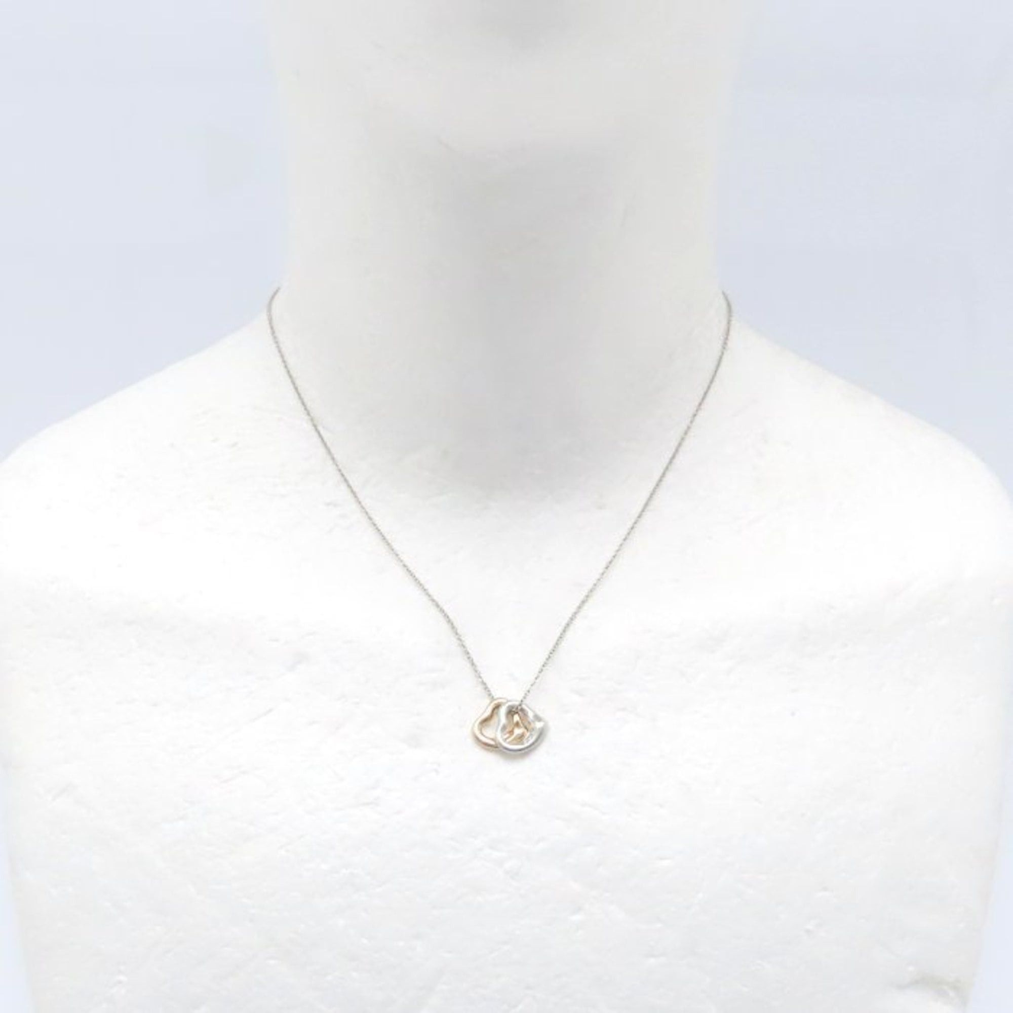 Tiffany & Co. TIFFANY & Co. Elsa Peretti Double Heart Necklace with Diamonds, Pt950 Platinum and 18K Gold, Women's, 295050 Size ONE SIZE - 3 Thumbnail
