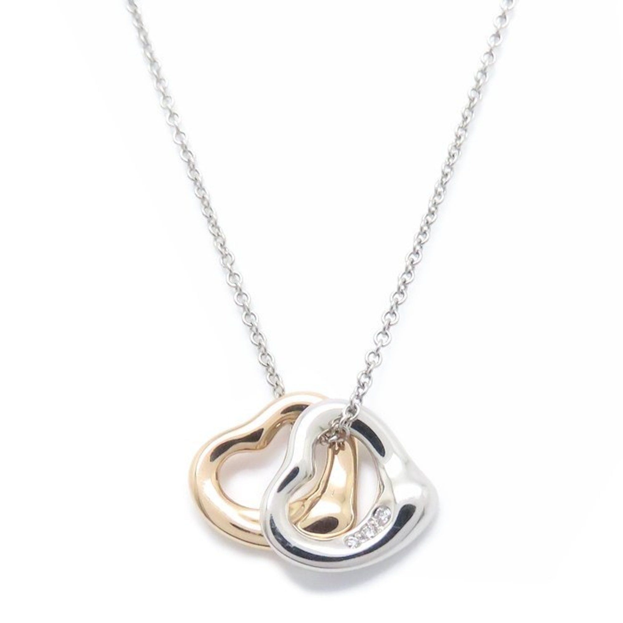Tiffany & Co. TIFFANY & Co. Elsa Peretti Double Heart Necklace with Diamonds, Pt950 Platinum and 18K Gold, Women's, 295050 Size ONE SIZE - 2 Thumbnail