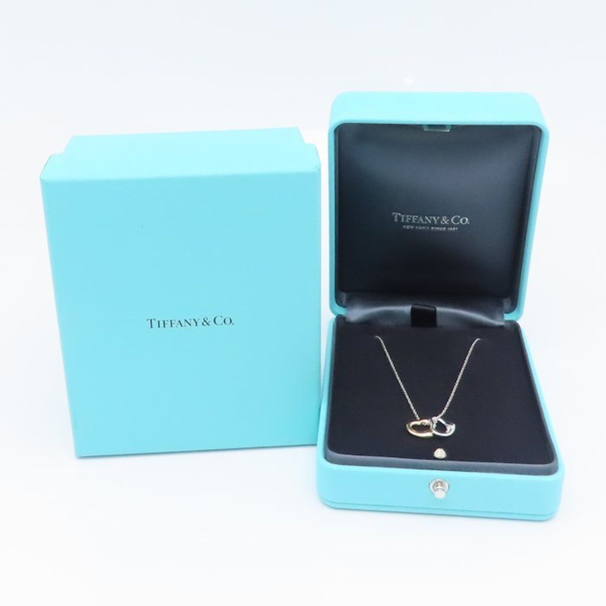 Tiffany & Co. TIFFANY & Co. Elsa Peretti Double Heart Necklace with Diamonds, Pt950 Platinum and 18K Gold, Women's, 295050 Size ONE SIZE - 9 Thumbnail