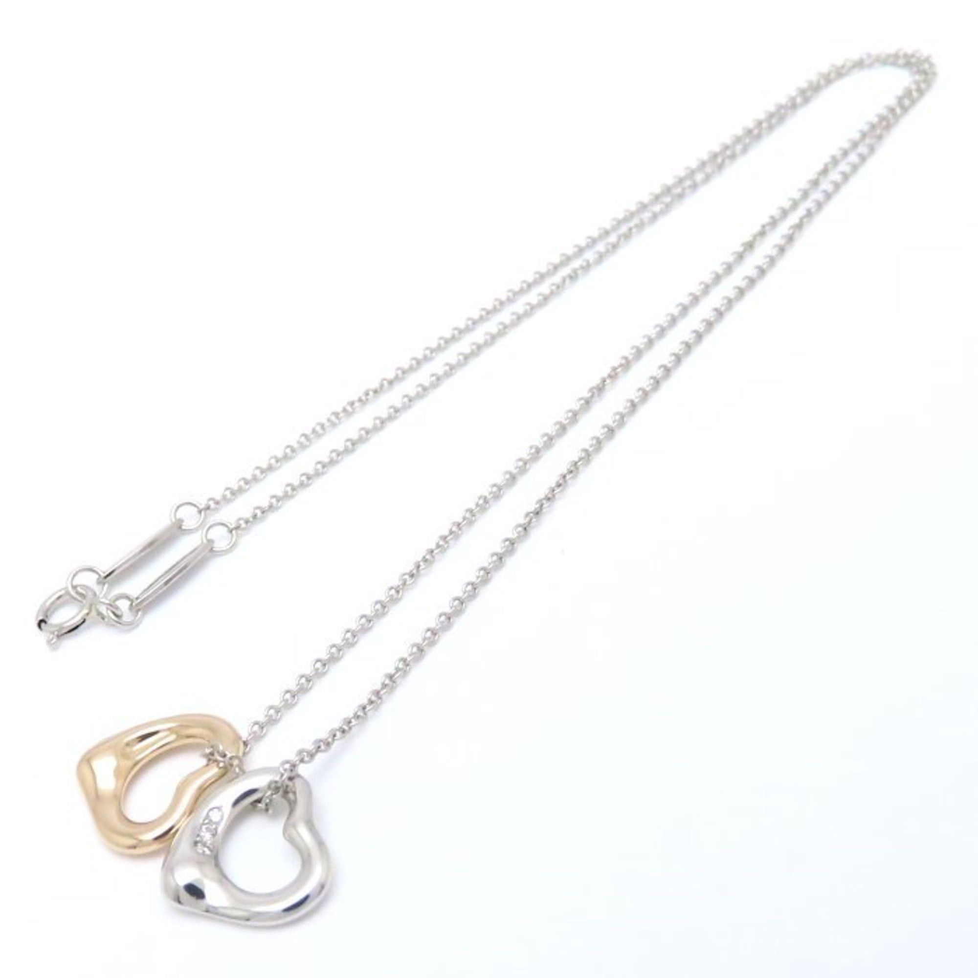 Tiffany & Co. TIFFANY & Co. Elsa Peretti Double Heart Necklace with Diamonds, Pt950 Platinum and 18K Gold, Women's, 295050 Size ONE SIZE - 4 Thumbnail