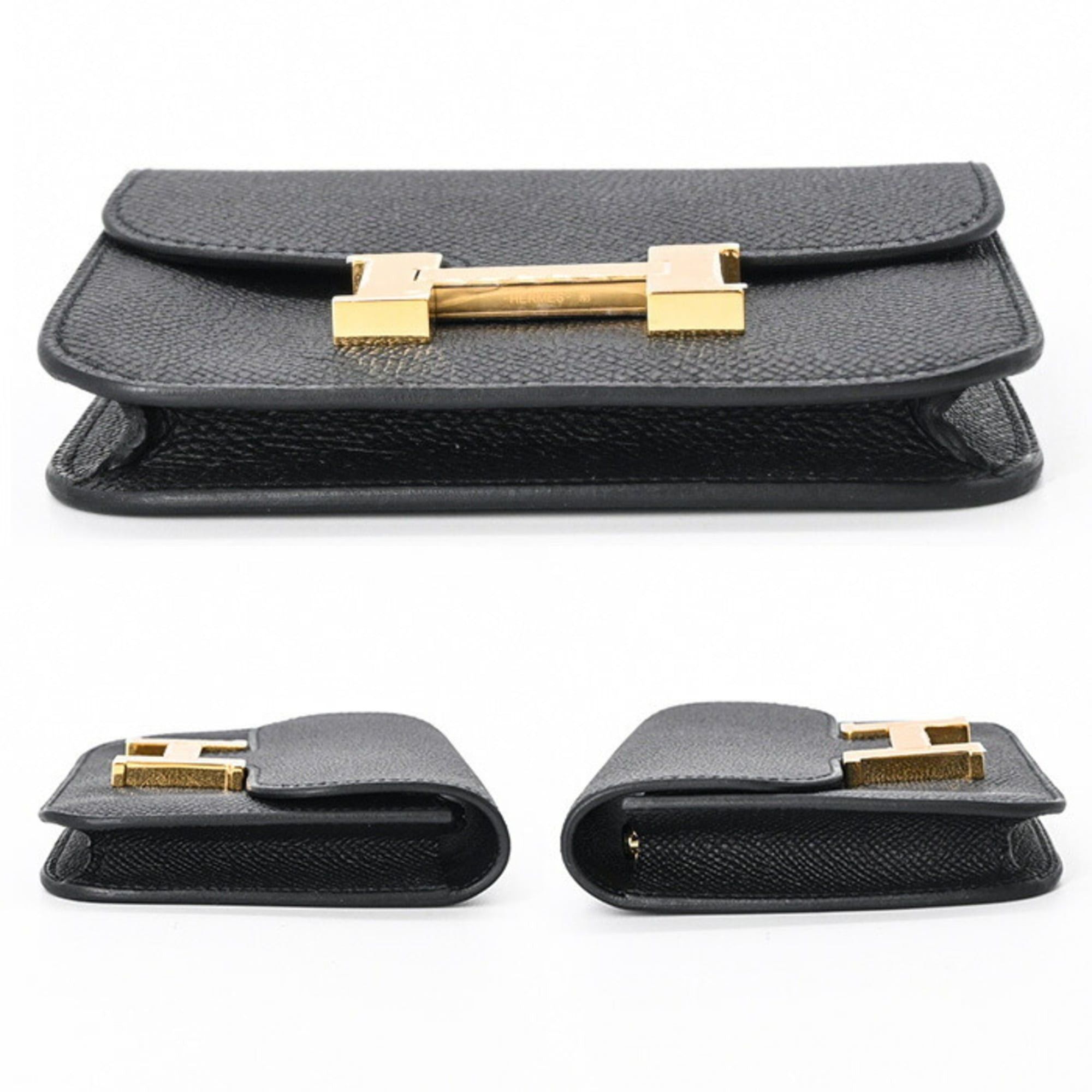 Hermes HERMES Constance Epsom Compact Wallet Black #W Size ONE SIZE - 4 Thumbnail