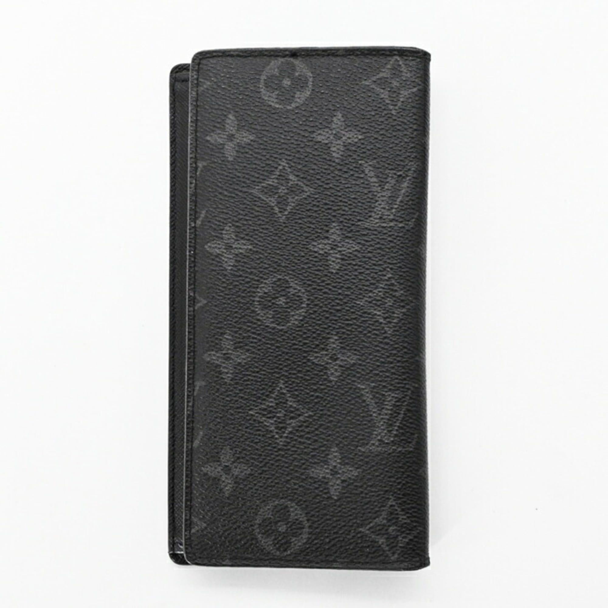 LOUIS VUITTON Monogram Eclipse Portefeuille Brazza Long Wallet, Black, M61697