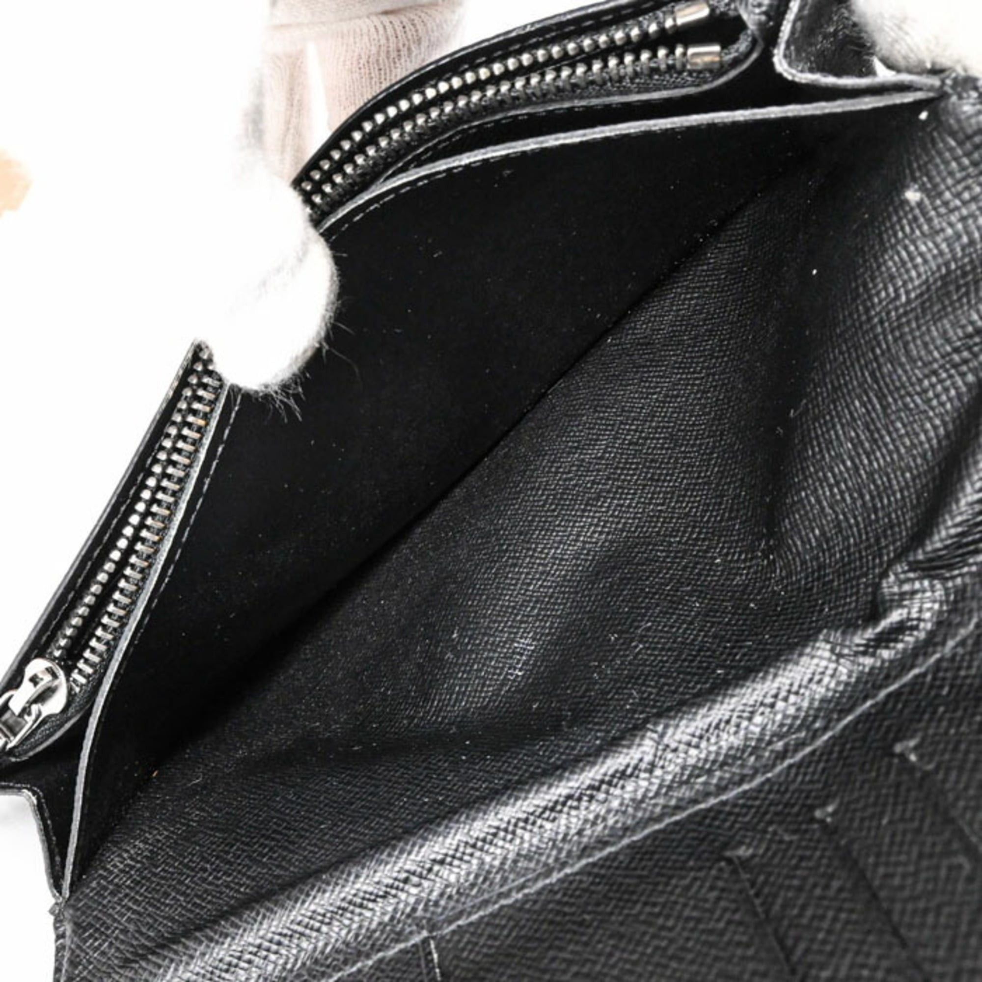 LOUIS VUITTON Monogram Eclipse Portefeuille Brazza Long Wallet, Black, M61697
