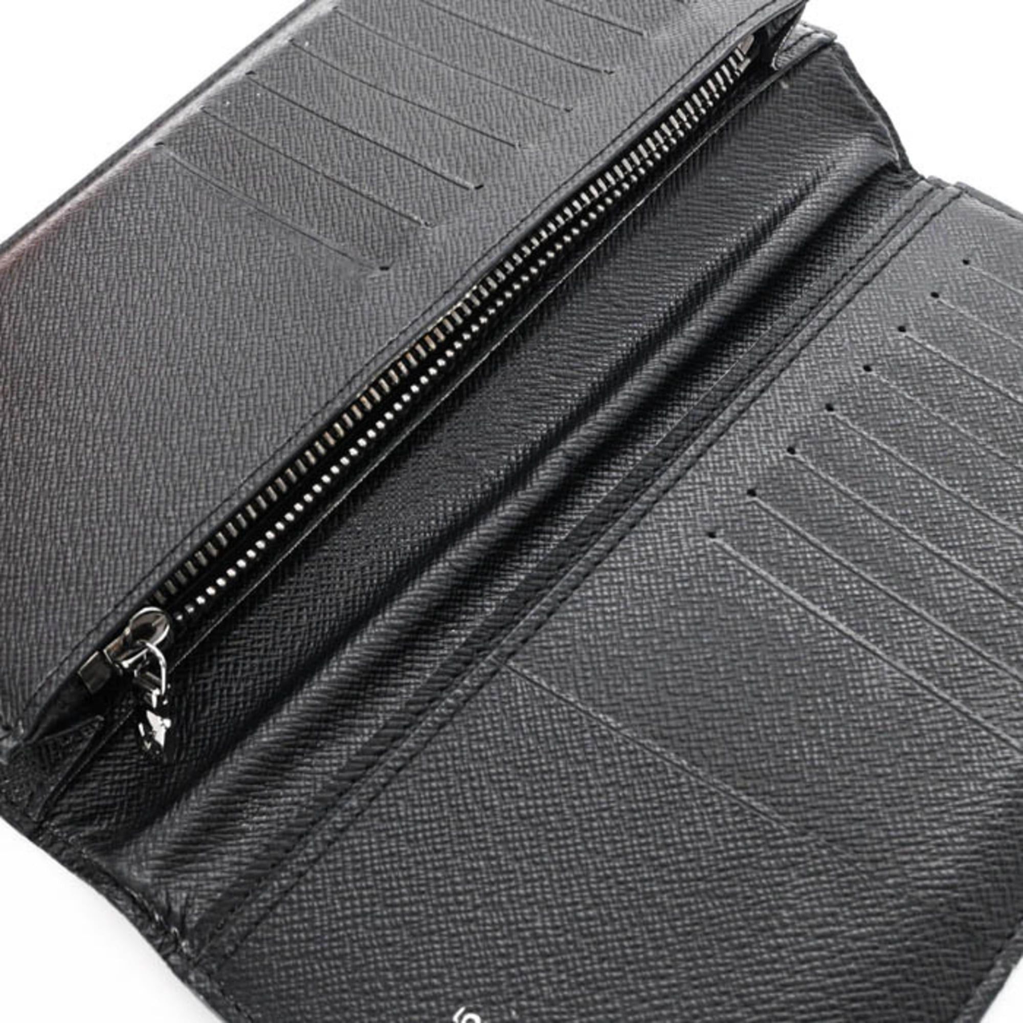 LOUIS VUITTON Monogram Eclipse Portefeuille Brazza Long Wallet, Black, M61697