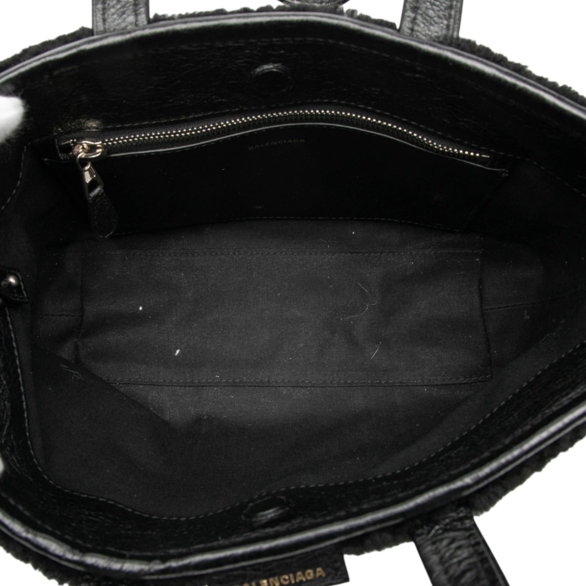 Balenciaga Small Shearling and Leather Barbes East West Shopper Tote Size ONE SIZE - 4 Thumbnail