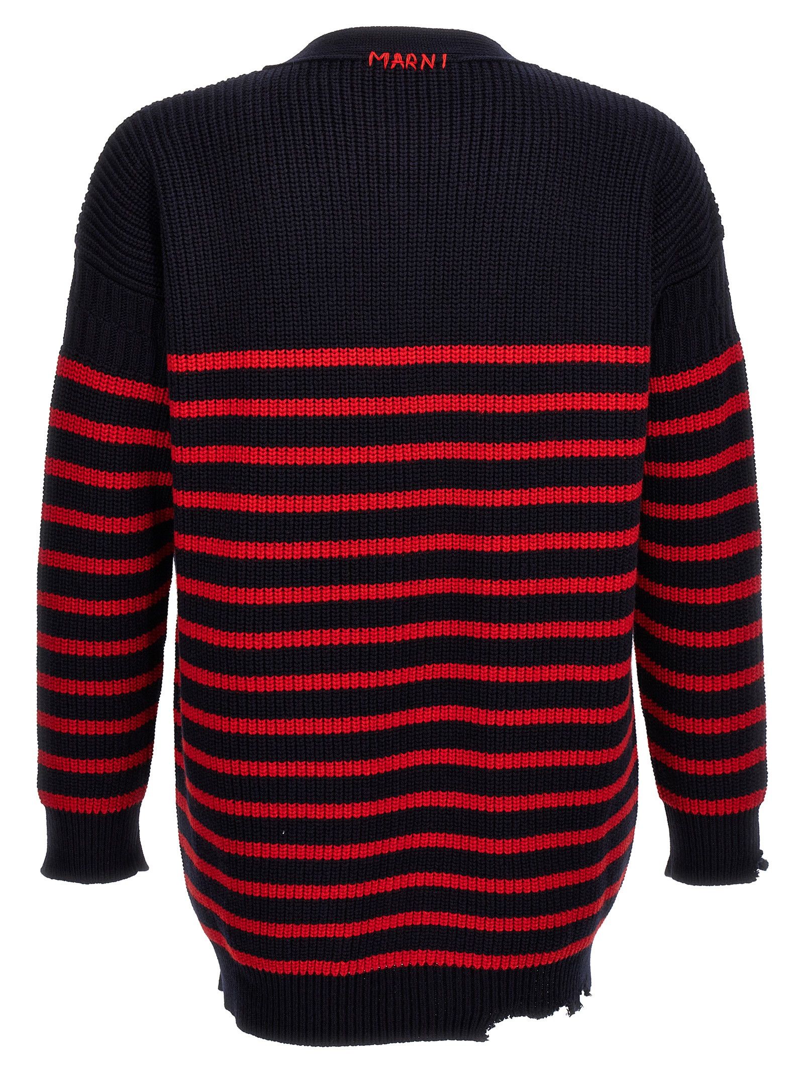 Marni Destroyed Effect Striped Cardigan Size US S / EU 44-46 / 1 - 2 Thumbnail
