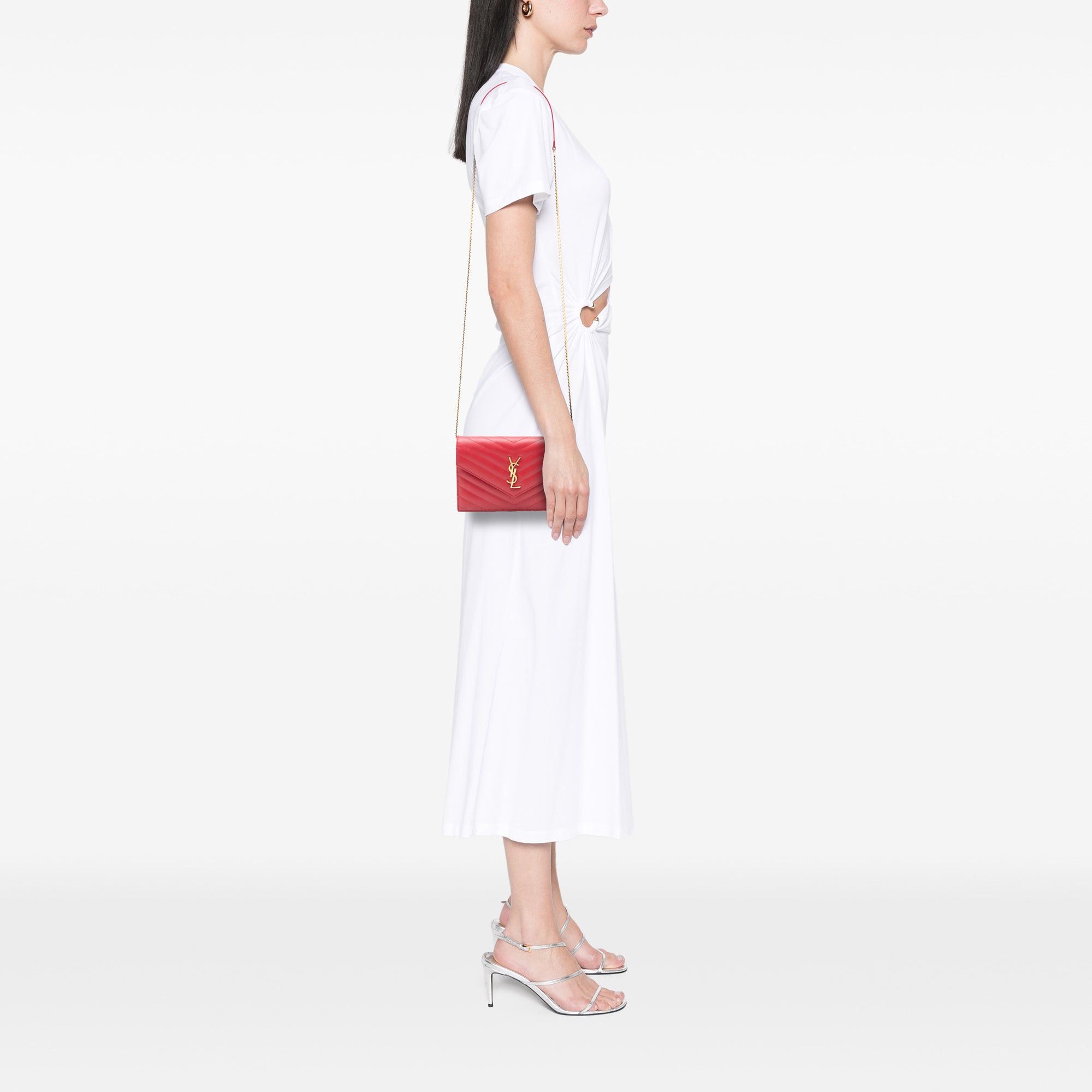 Saint Laurent Paris Grain De Poudre Cassandre Envelope Chain Wallet Size ONE SIZE - 7 Thumbnail