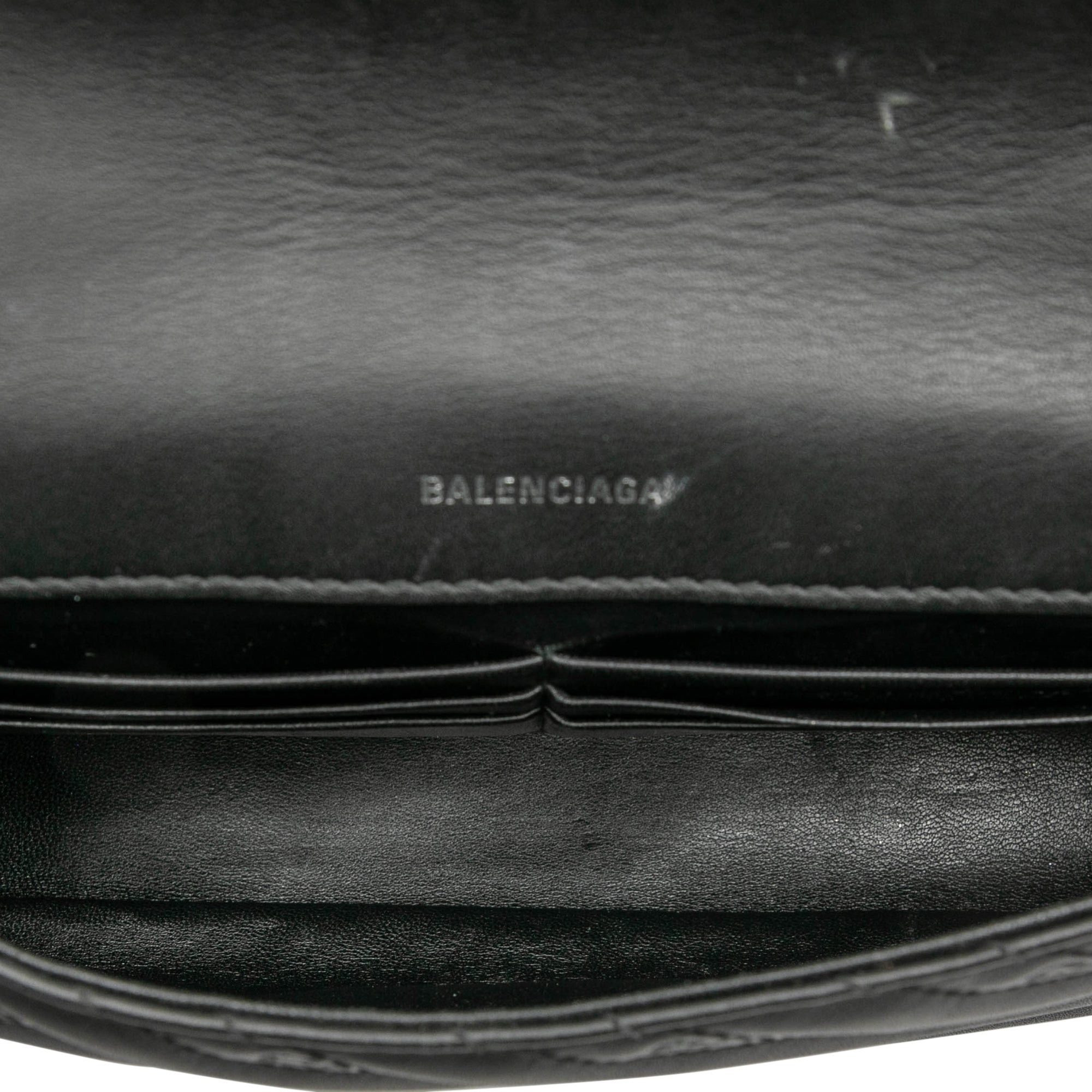 Balenciaga Embossed Leather Allover Logo BB Wallet on Chain Size ONE SIZE - 4 Thumbnail