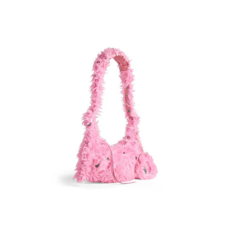 Balenciaga le cagole xs shoulder bag fake fur in pink Size ONE SIZE - 2 Thumbnail