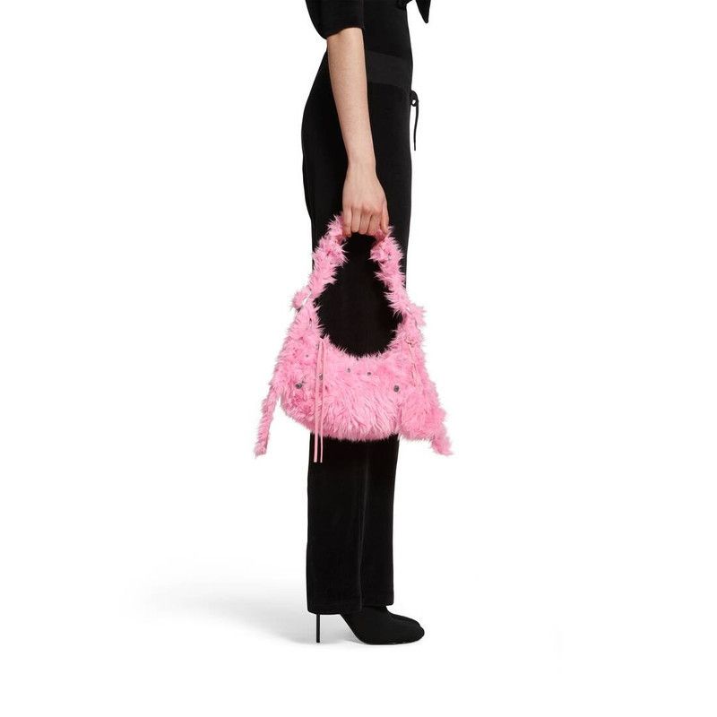 Balenciaga le cagole xs shoulder bag fake fur in pink Size ONE SIZE - 7 Thumbnail