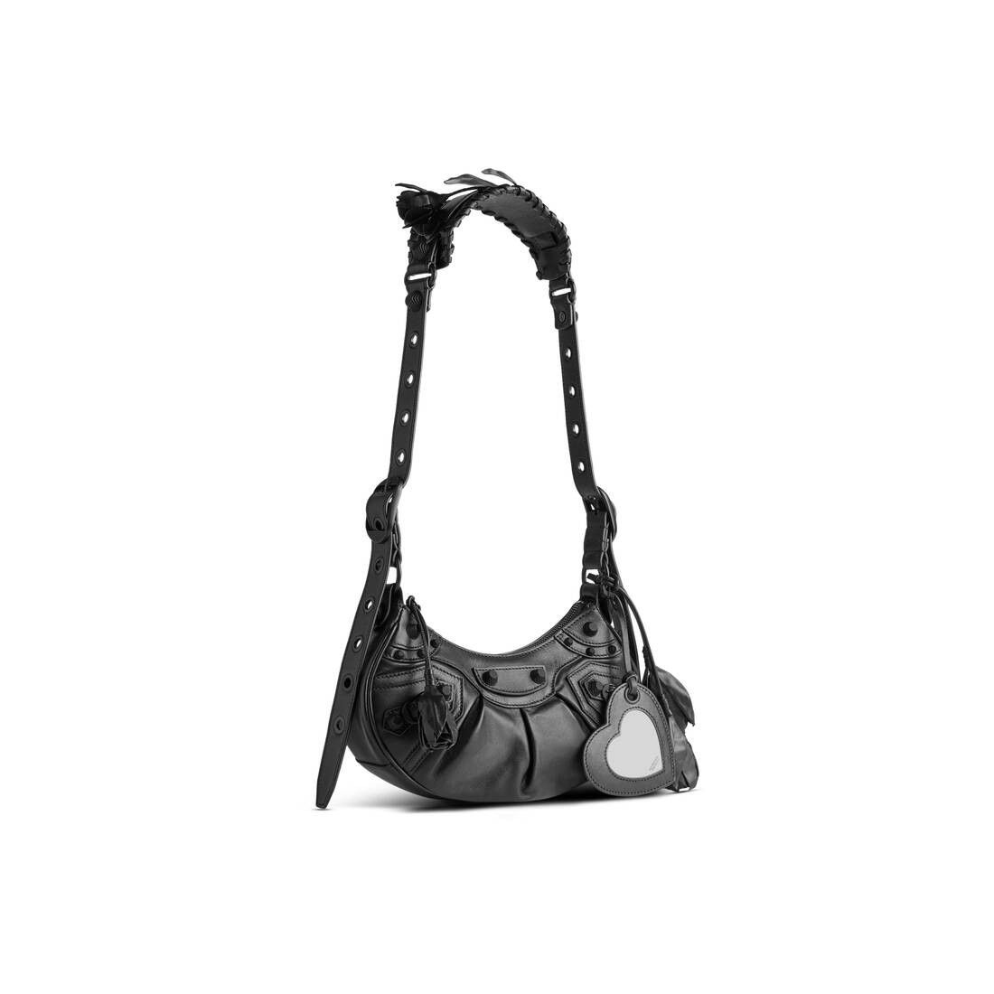 Balenciaga le cagole xs shoulder bag in black arena lambskin with roses,matte black hardware Size ONE SIZE - 4 Thumbnail