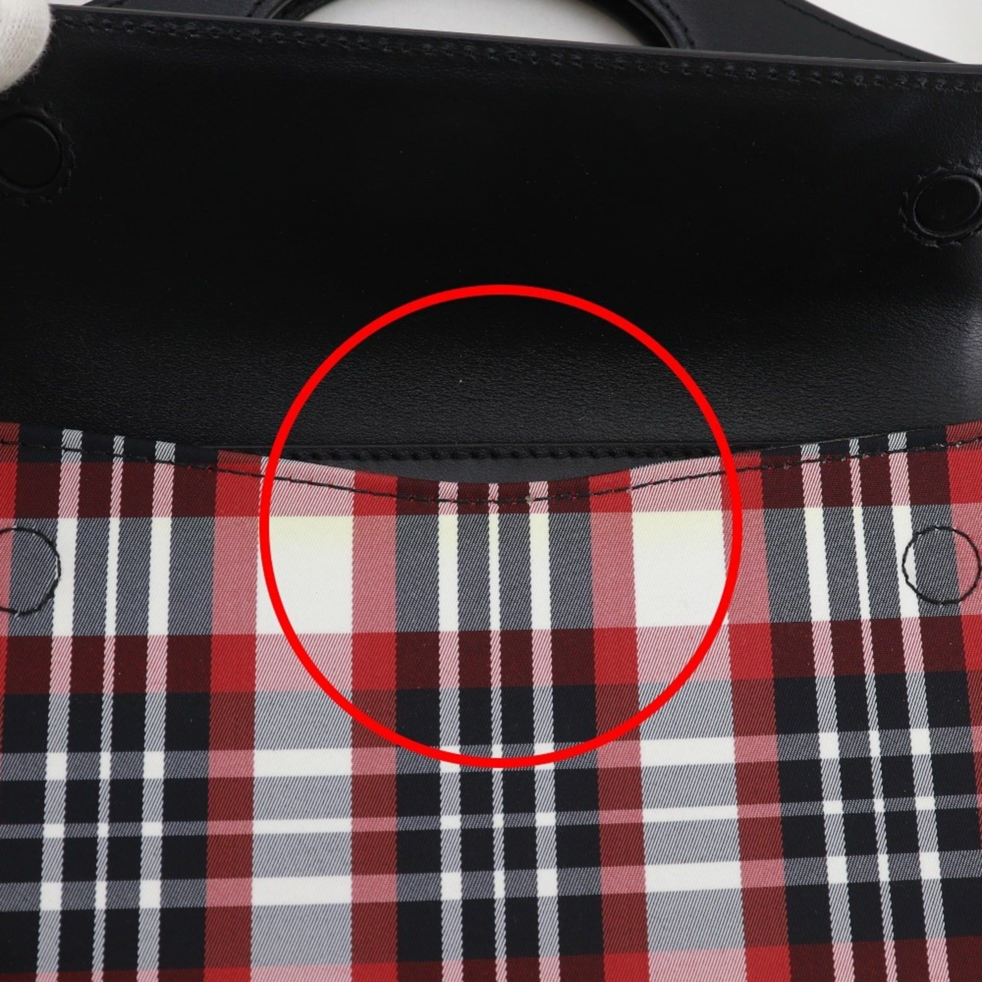 Burberry Burberry Mini Pocket Bag, 2-Way Shoulder Check Pattern, 8035841, Calfskin and Nylon, Black/Red, Women's Size ONE SIZE - 11 Thumbnail