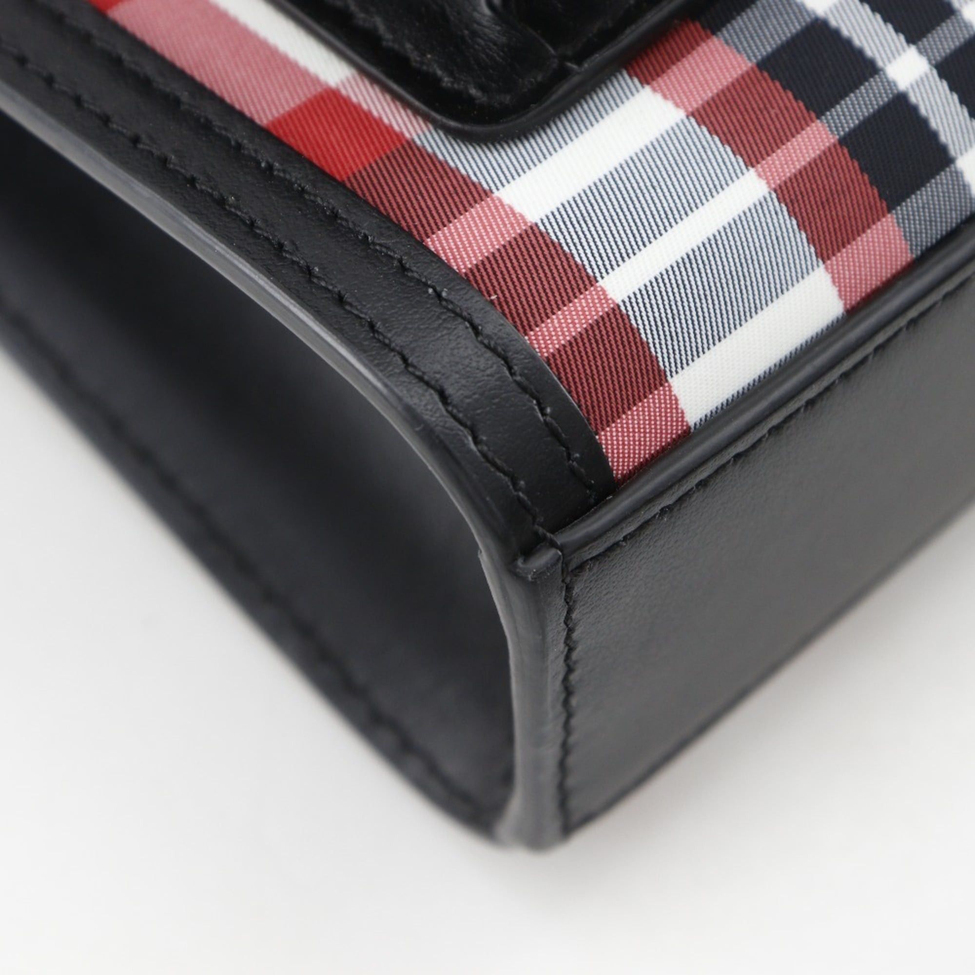 Burberry Burberry Mini Pocket Bag, 2-Way Shoulder Check Pattern, 8035841, Calfskin and Nylon, Black/Red, Women's Size ONE SIZE - 4 Thumbnail
