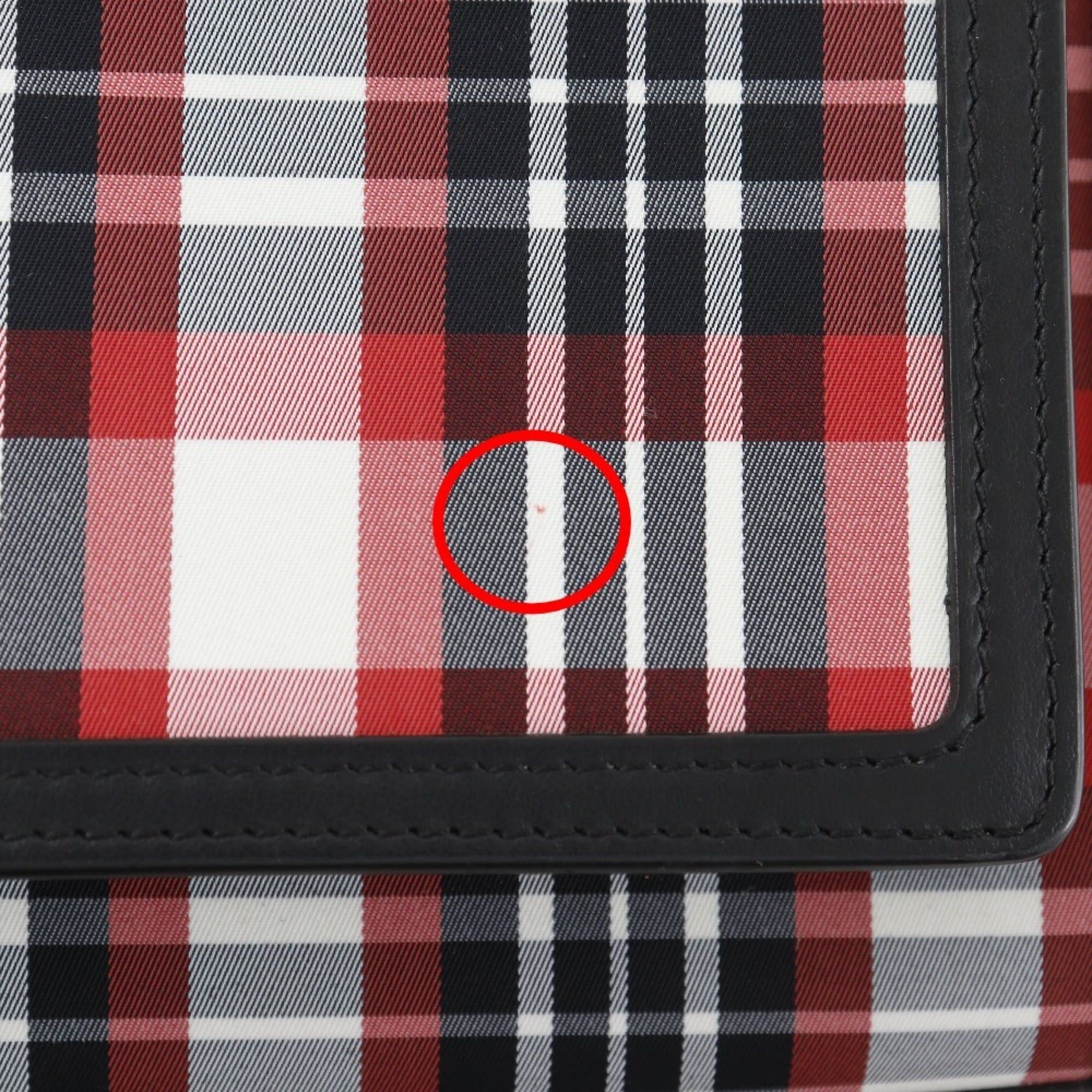 Burberry Burberry Mini Pocket Bag, 2-Way Shoulder Check Pattern, 8035841, Calfskin and Nylon, Black/Red, Women's Size ONE SIZE - 12 Thumbnail
