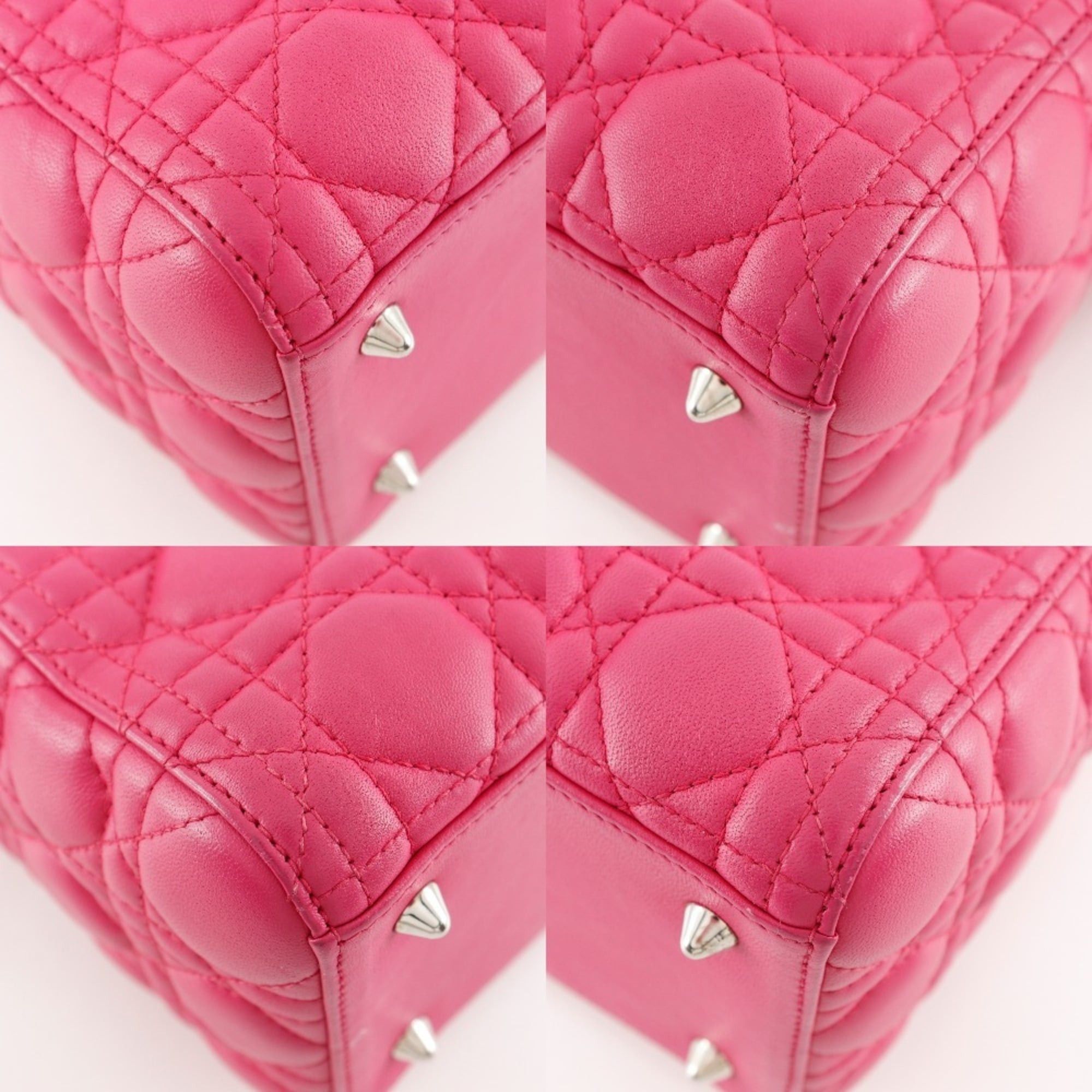 Dior Christian Dior Lady Cannage handbag, medium, 2-way shoulder bag, leather, made in Italy, fuchsia, 2-way, for women. Size ONE SIZE - 4 Thumbnail