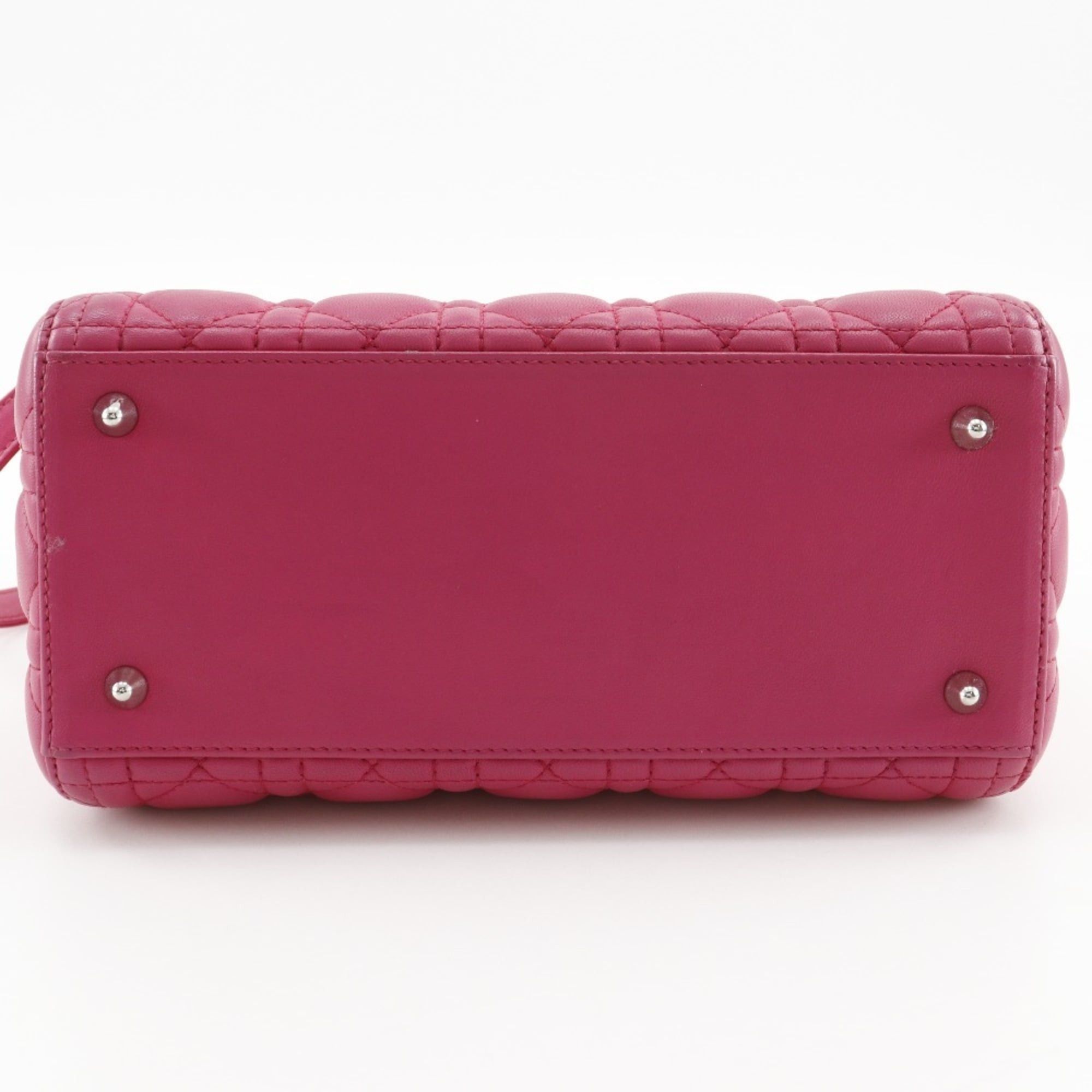 Dior Christian Dior Lady Cannage handbag, medium, 2-way shoulder bag, leather, made in Italy, fuchsia, 2-way, for women. Size ONE SIZE - 17 Thumbnail