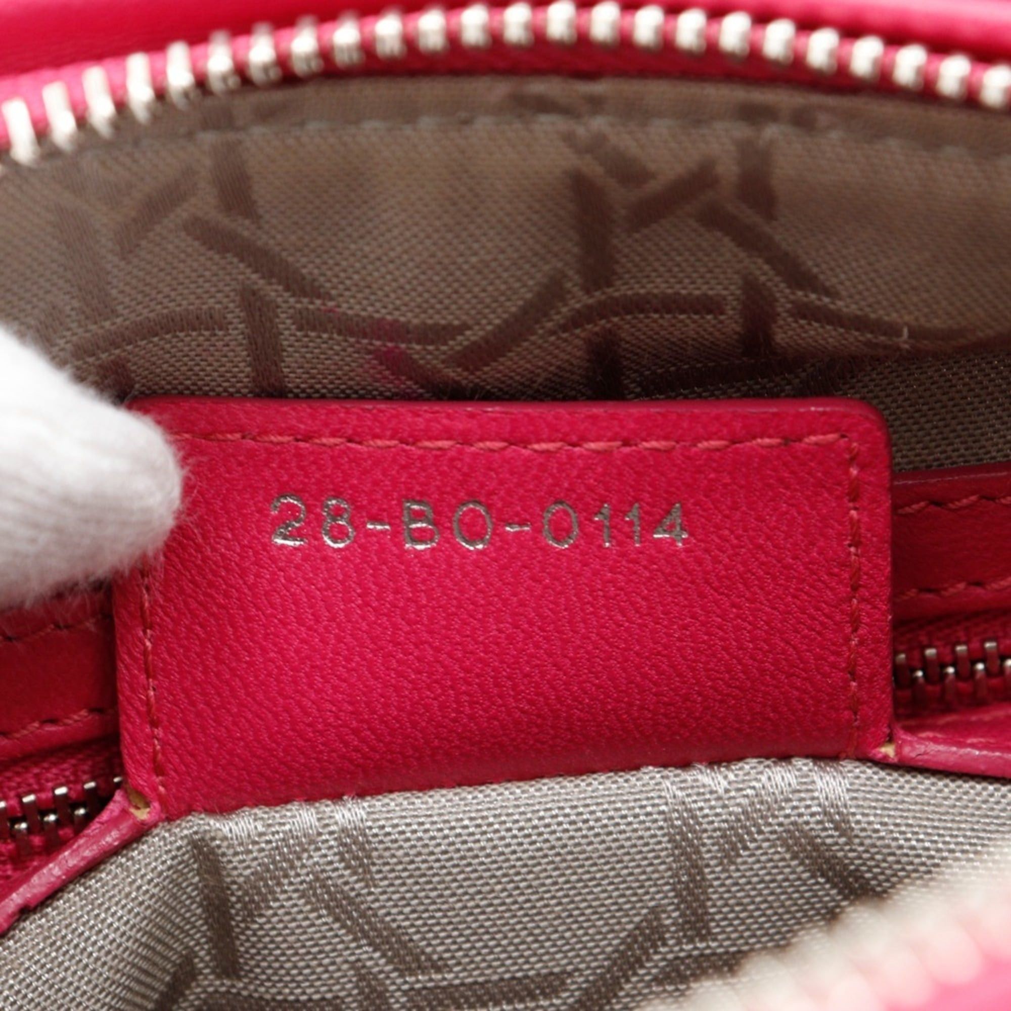 Dior Christian Dior Lady Cannage handbag, medium, 2-way shoulder bag, leather, made in Italy, fuchsia, 2-way, for women. Size ONE SIZE - 18 Thumbnail