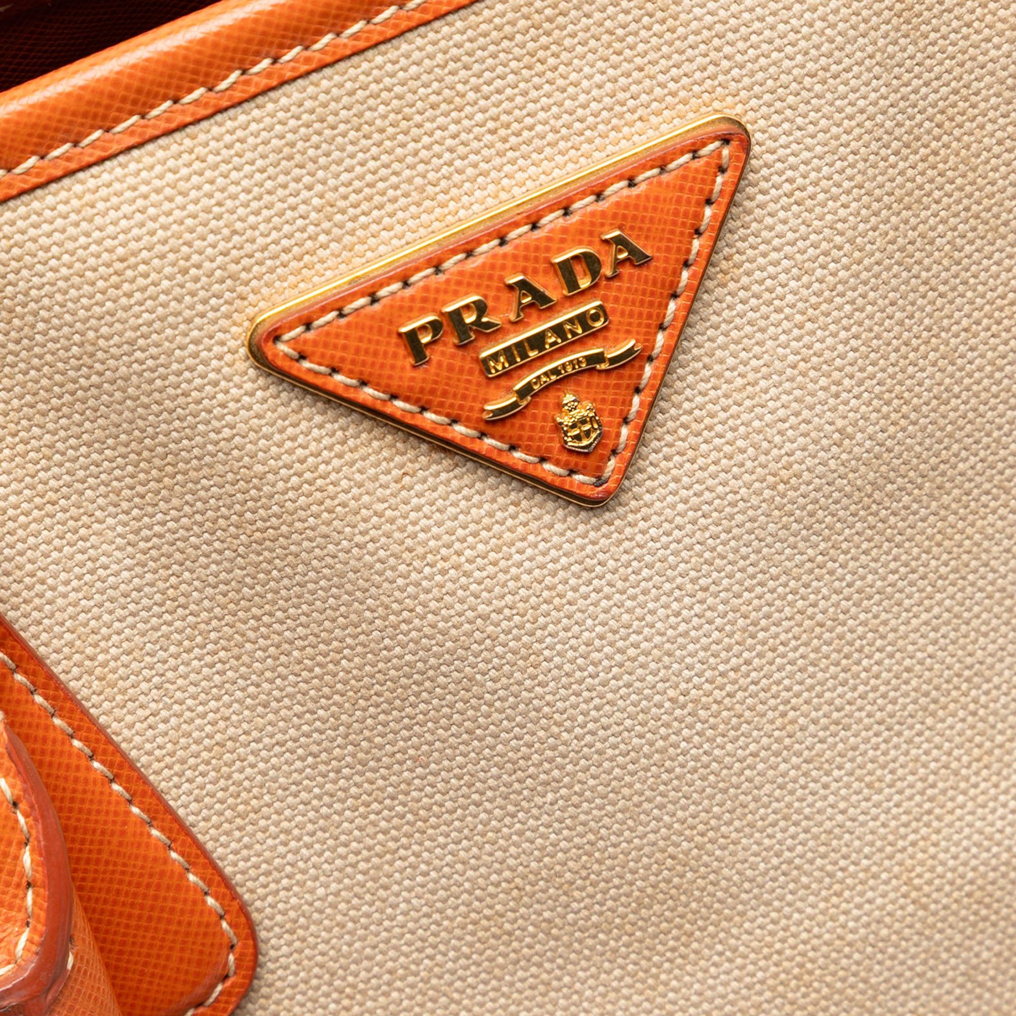 Prada Saffiano Trimmed Canvas Canapa Satchel Size ONE SIZE - 5 Thumbnail