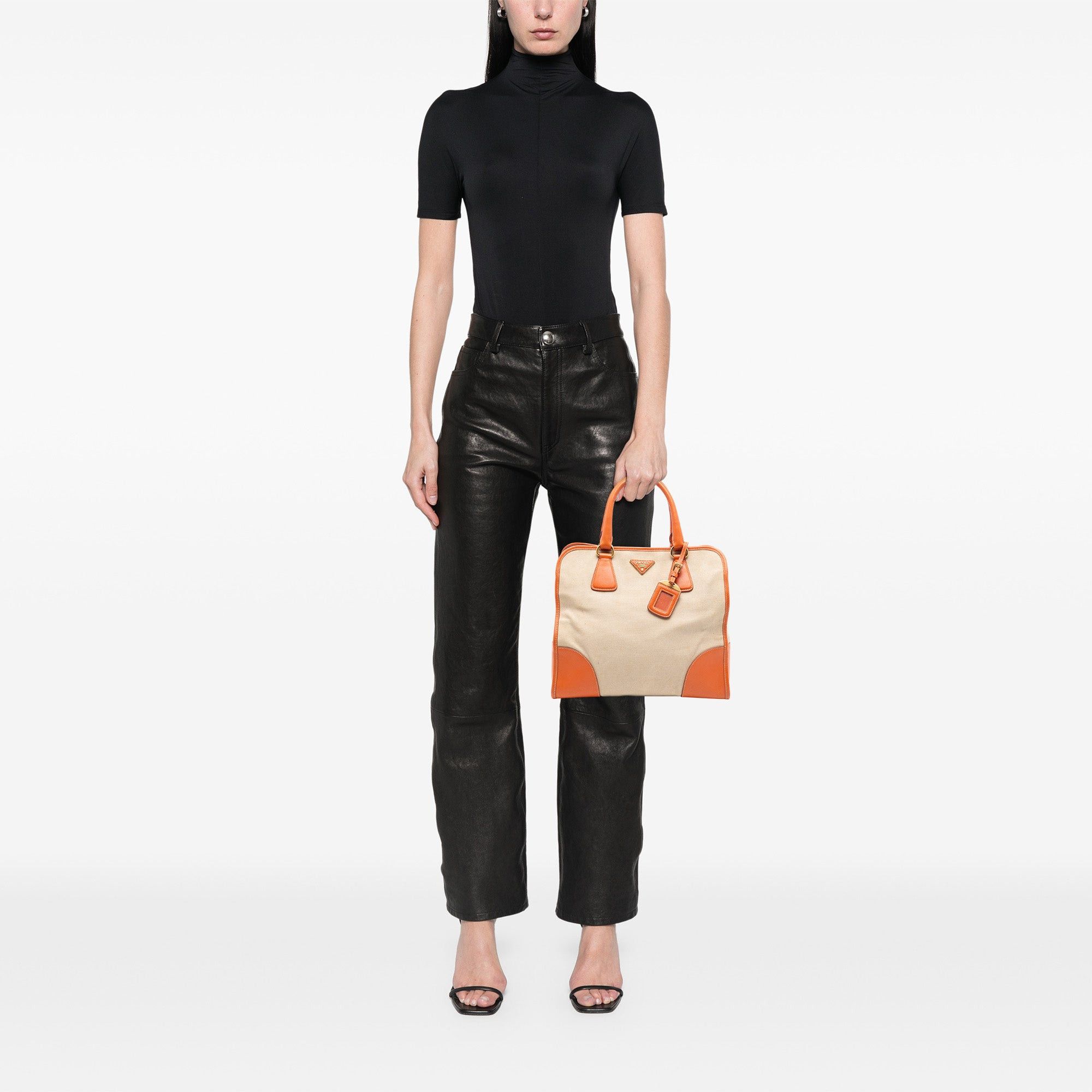 Prada Saffiano Trimmed Canvas Canapa Satchel Size ONE SIZE - 6 Thumbnail