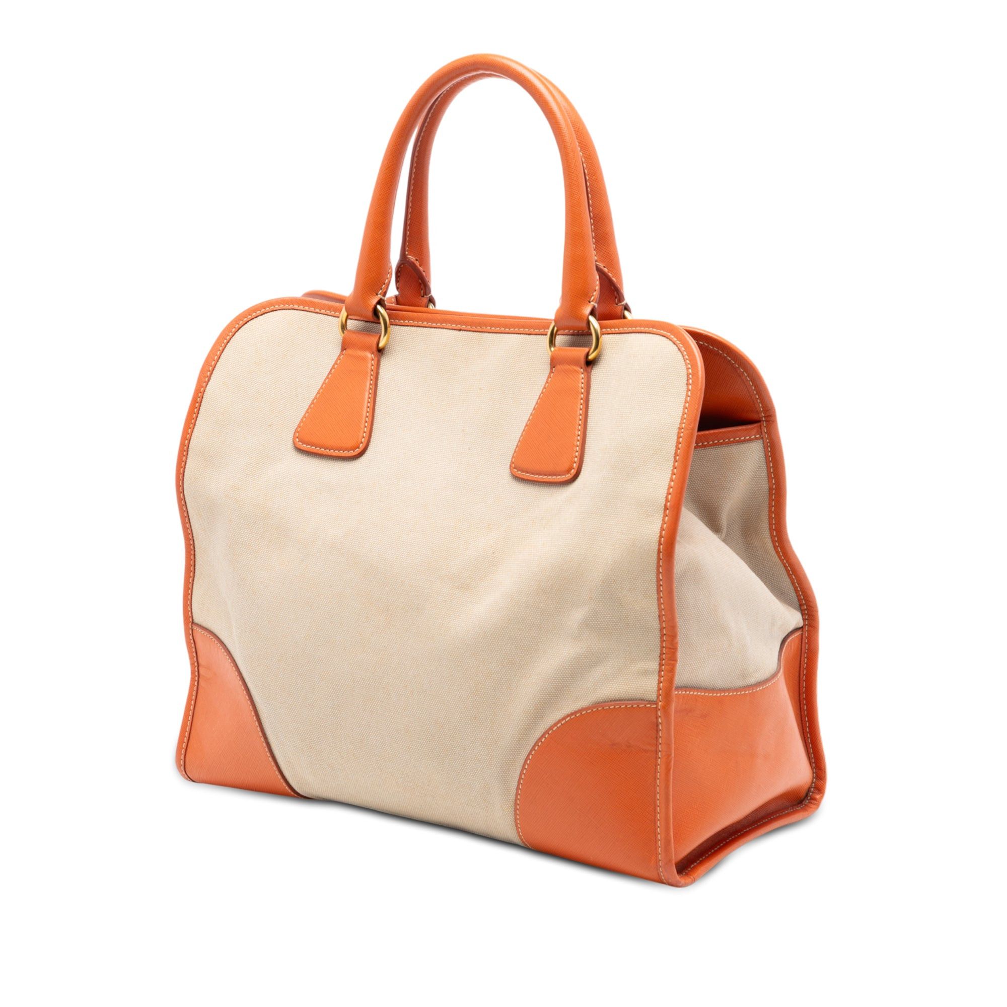 Prada Saffiano Trimmed Canvas Canapa Satchel Size ONE SIZE - 2 Thumbnail