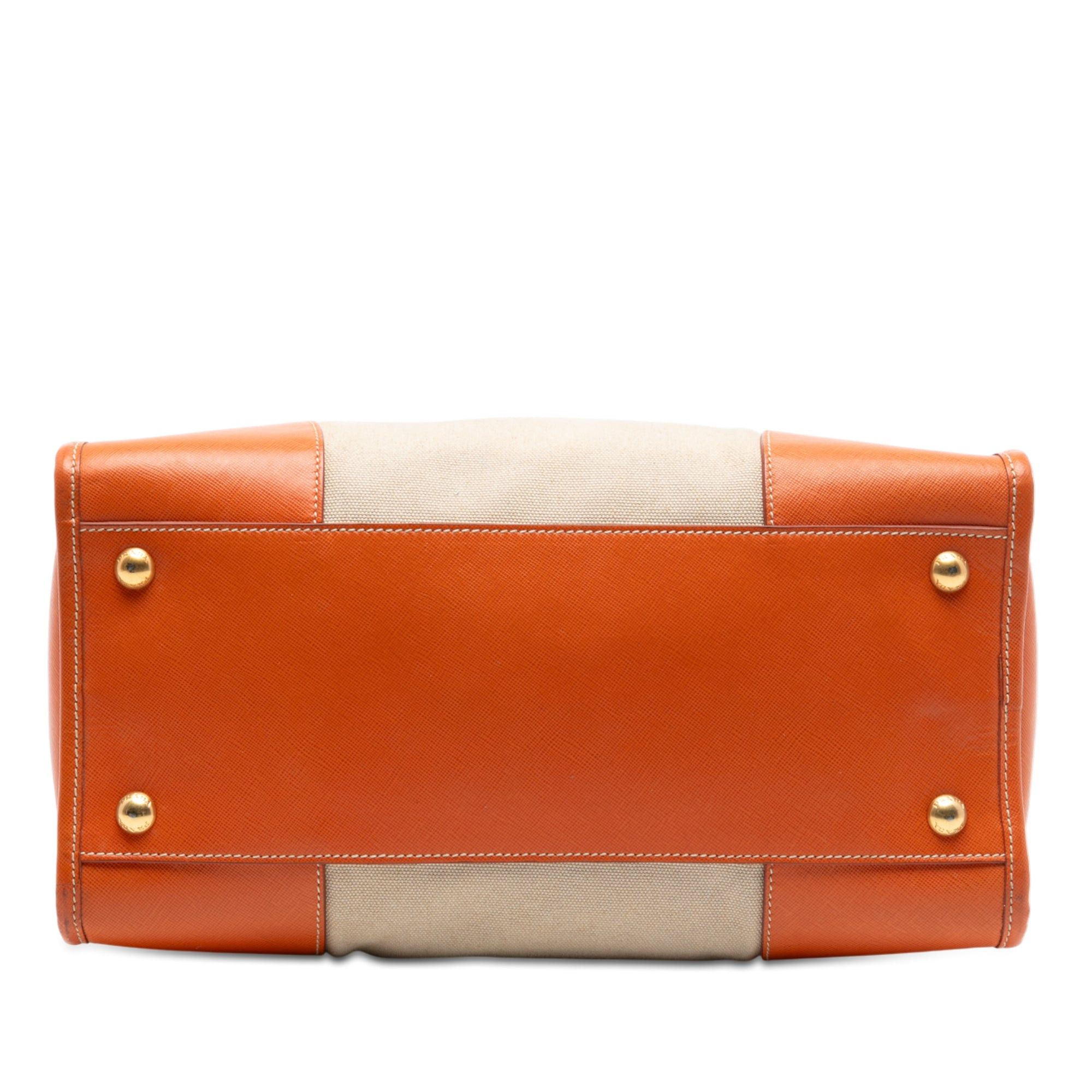 Prada Saffiano Trimmed Canvas Canapa Satchel Size ONE SIZE - 3 Thumbnail