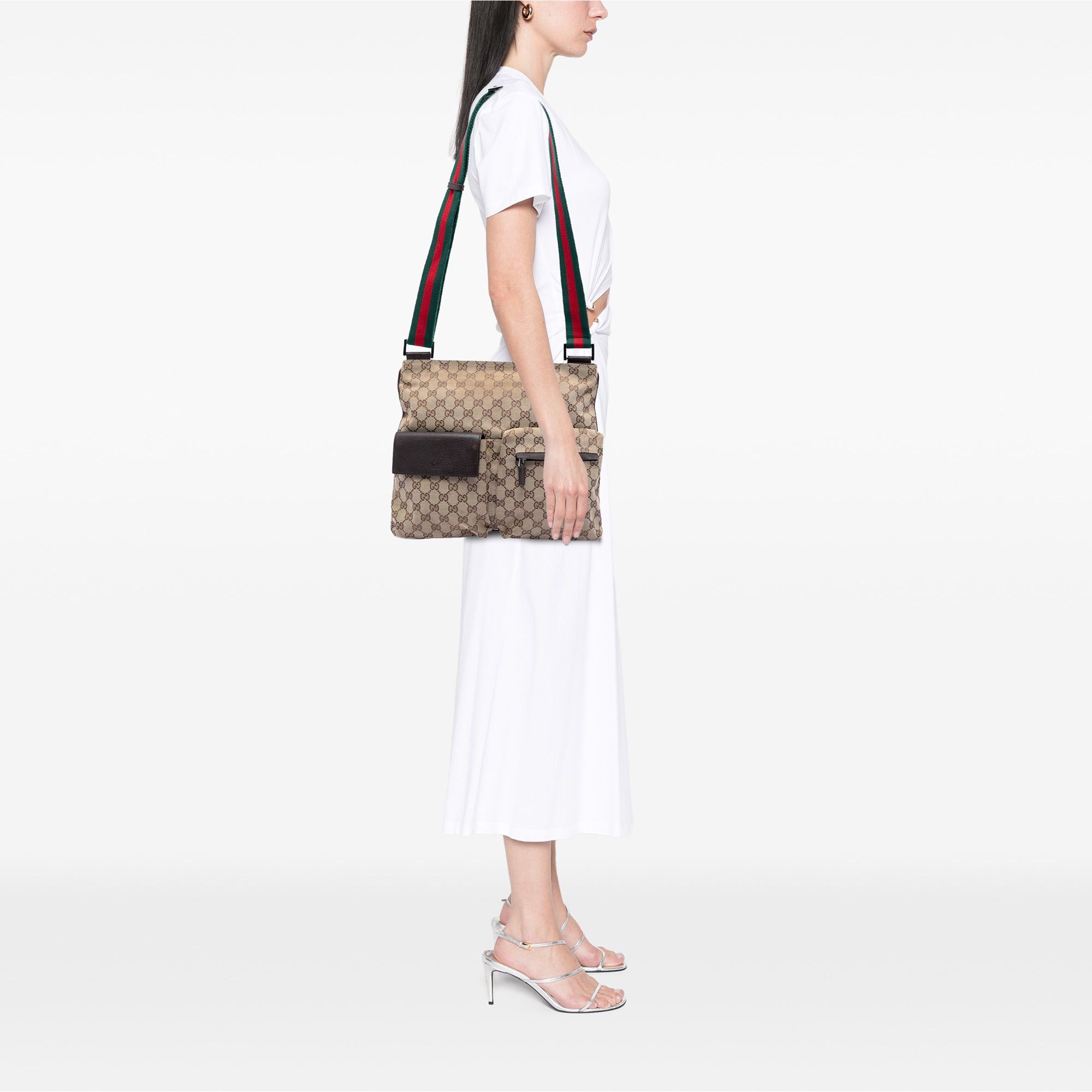 Gucci GG Canvas Web Double Pocket Crossbody Size ONE SIZE - 7 Thumbnail