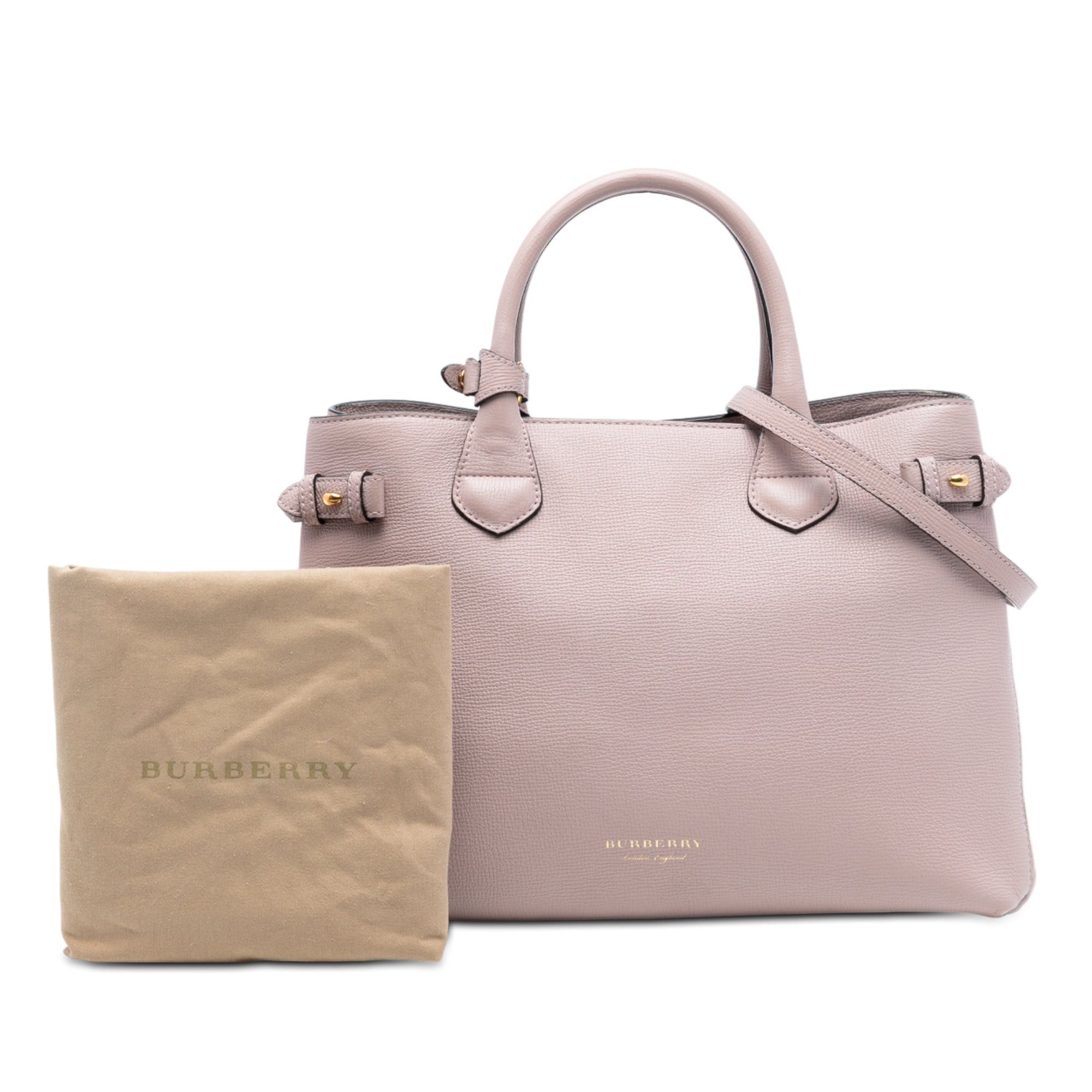 Medium Leather and House Check Banner Satchel