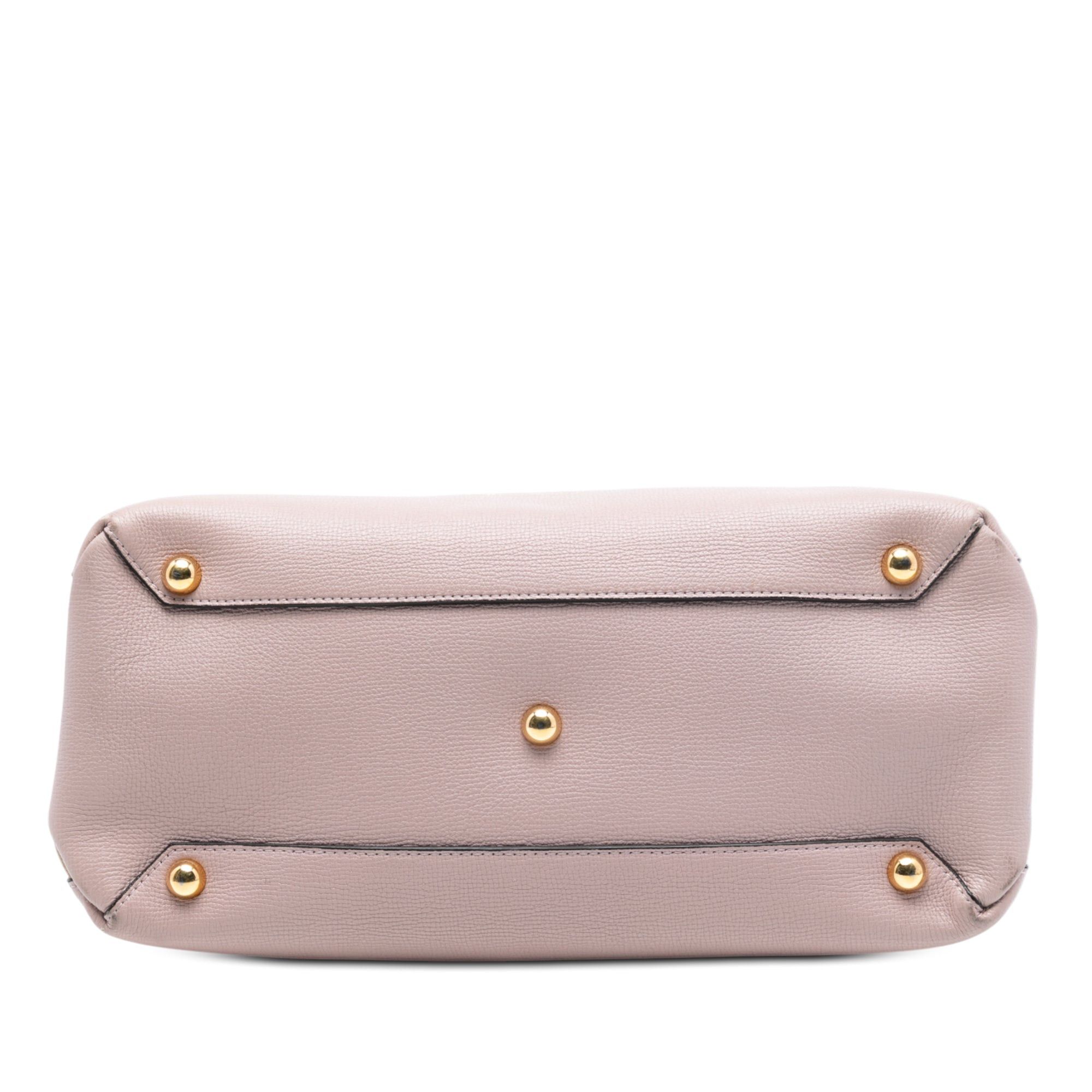 Medium Leather and House Check Banner Satchel