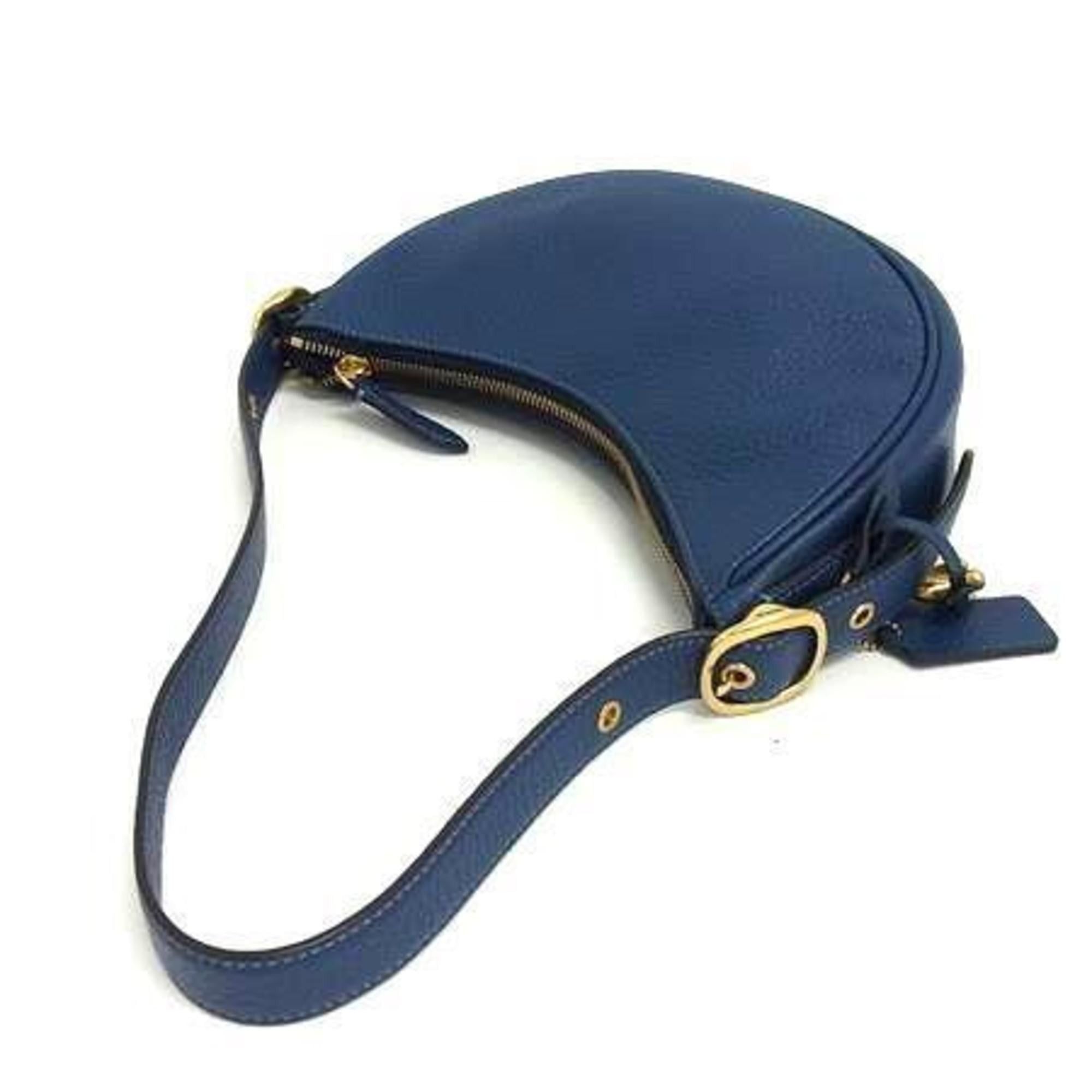 Coach COACH Luna Shoulder Bag CC439 Blue Leather Women's Size ONE SIZE - 4 Thumbnail