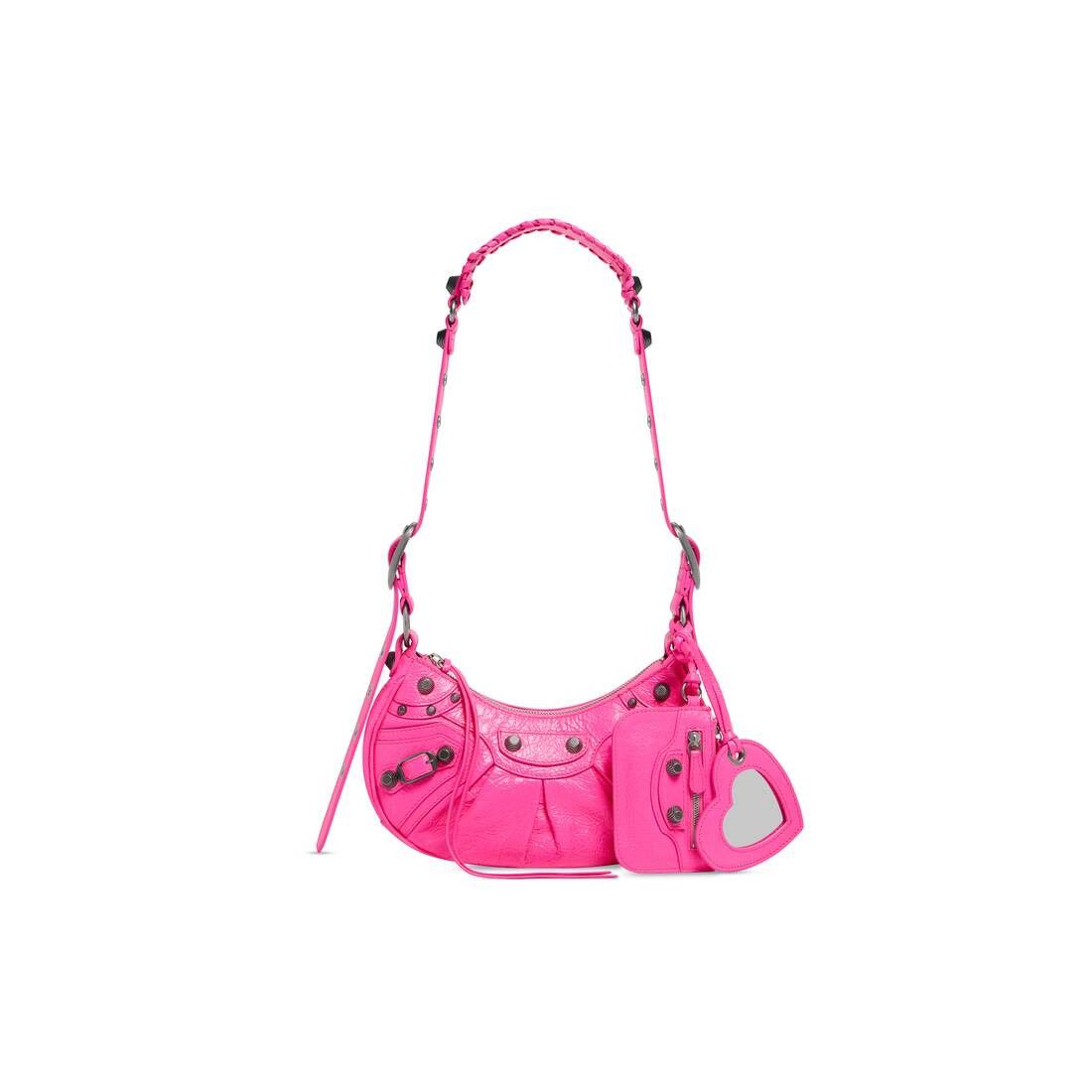 Balenciaga le cagole xs shoulder bag in fluorescent pink arena lambskin leather with antique silver-tone hardware Size ONE SIZE - 3 Thumbnail