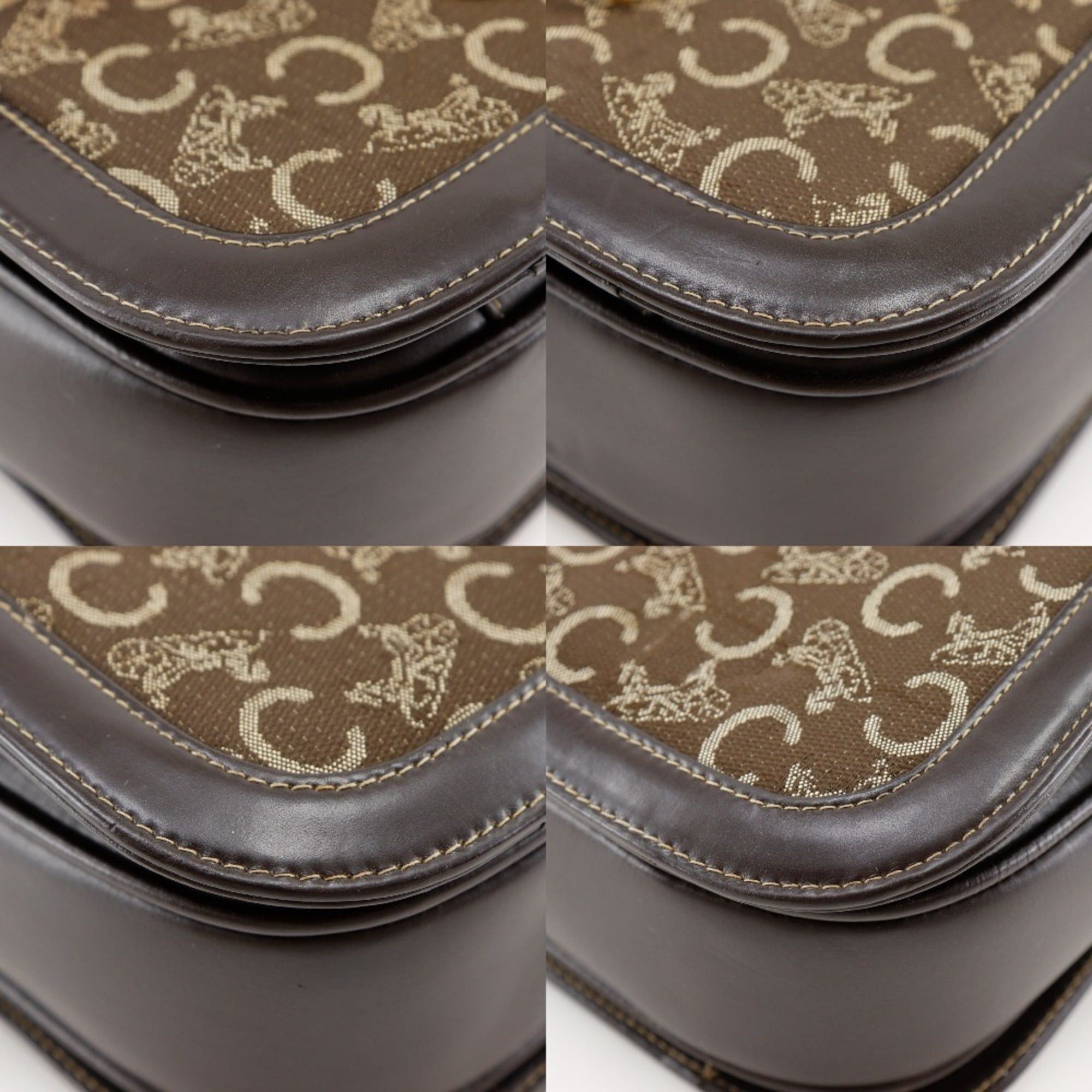 Celine Celine Vintage Handbag, Canvas and Calfskin, Brown, Women's Size ONE SIZE - 4 Thumbnail
