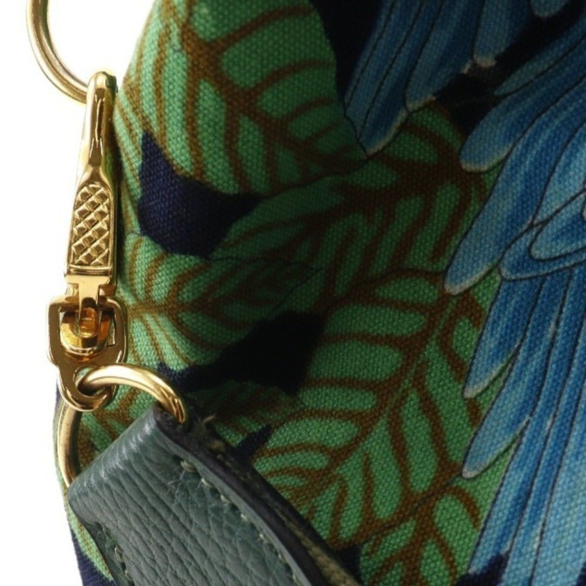 Hermes Hermes Hermès Botanical and Bird Print Cotton Shoulder Bag, Green, A5 Purse, Women's Size ONE SIZE - 11 Thumbnail