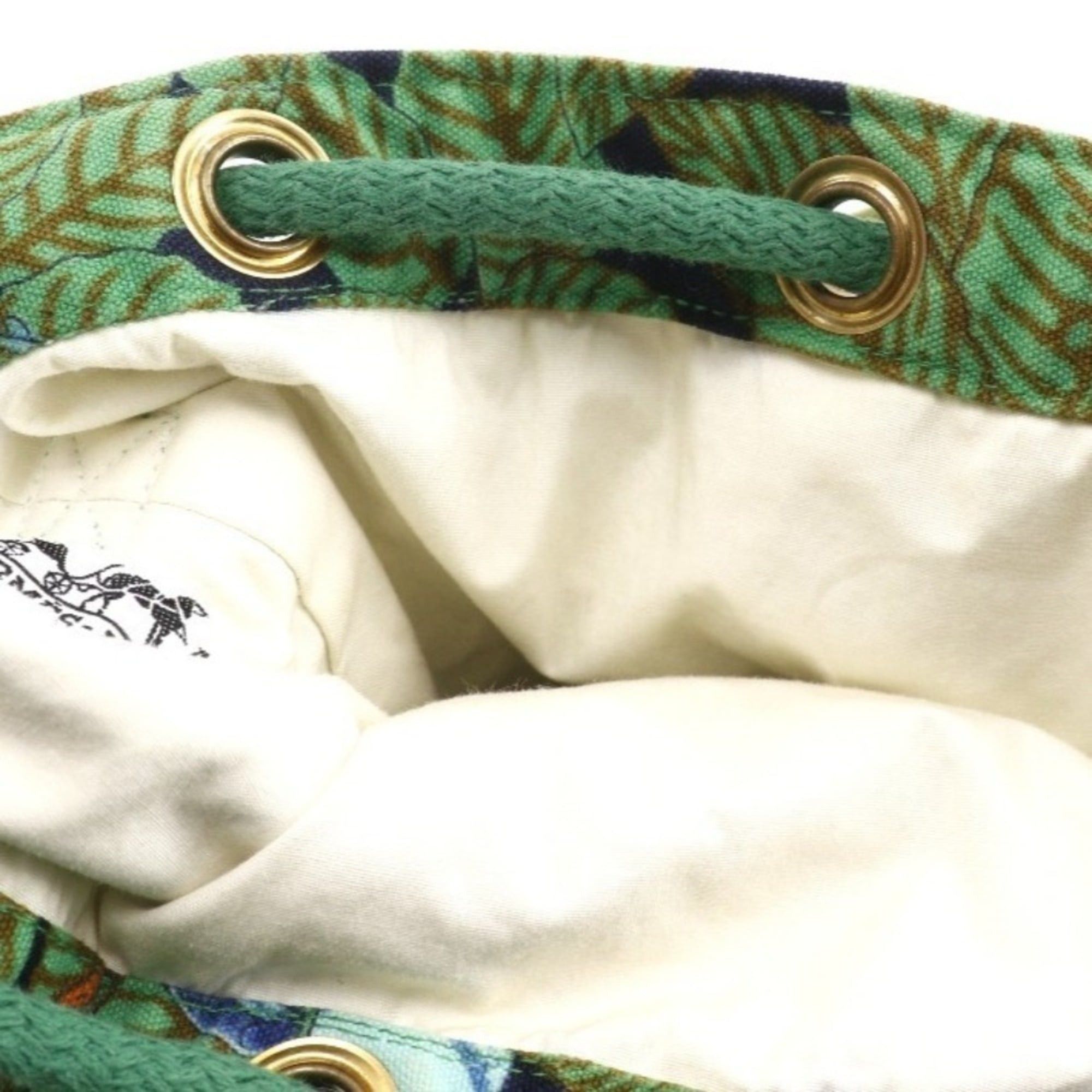 Hermes Hermes Hermès Botanical and Bird Print Cotton Shoulder Bag, Green, A5 Purse, Women's Size ONE SIZE - 8 Thumbnail