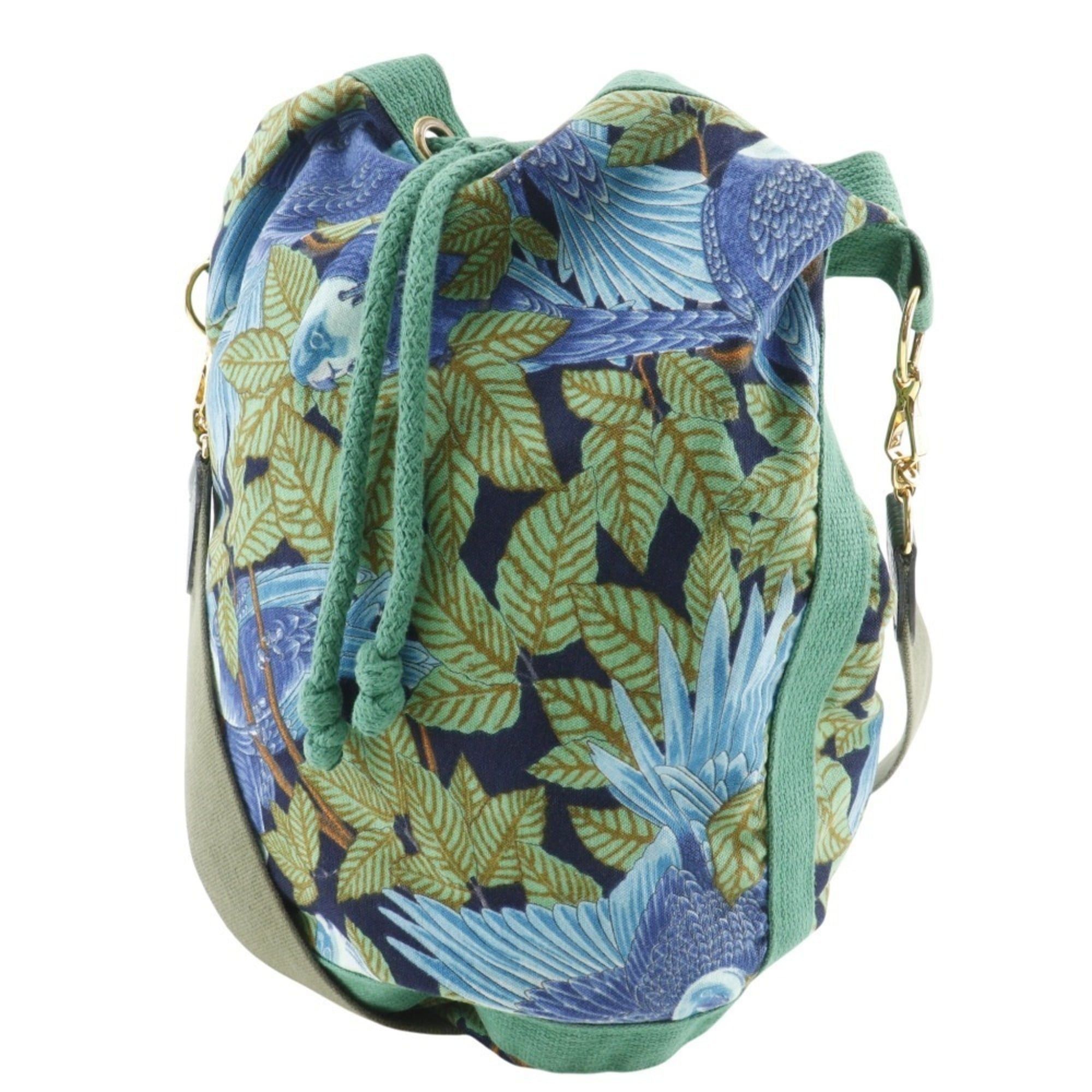 Hermes Hermes Hermès Botanical and Bird Print Cotton Shoulder Bag, Green, A5 Purse, Women's Size ONE SIZE - 2 Thumbnail