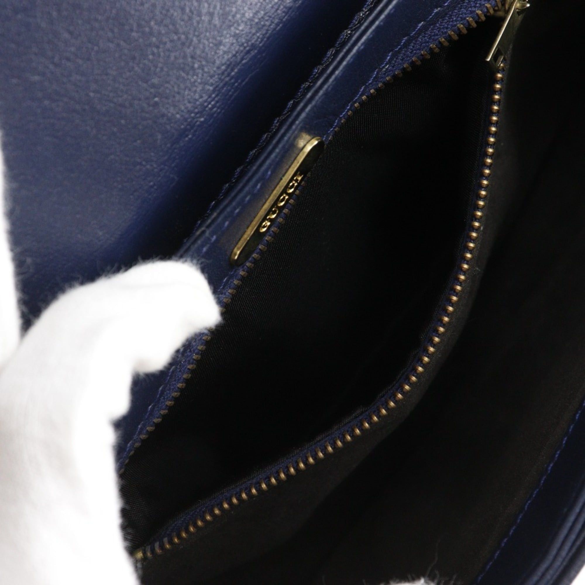 Gucci Gucci Old Shoulder Bag, Vintage Calfskin, Navy Blue, with Magnetic closure, Gucci, Women's Size ONE SIZE - 7 Thumbnail