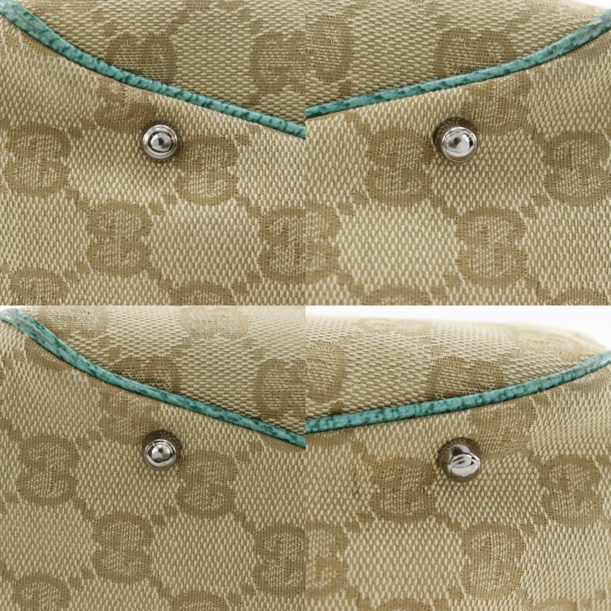Gucci Gucci Tote Bag 113017 GG Canvas Beige/Green A4 Size Women's Size ONE SIZE - 10 Thumbnail