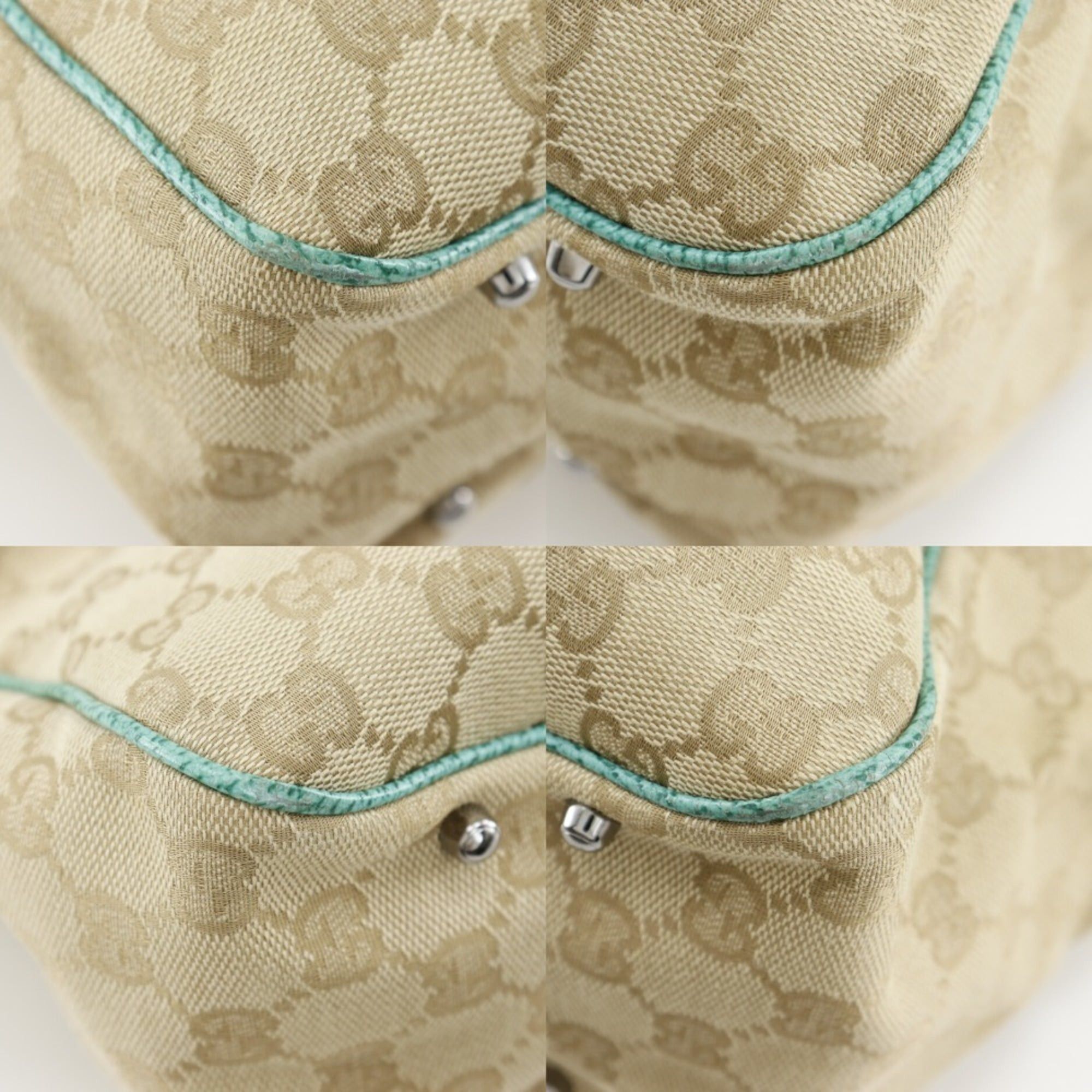 Gucci Gucci Tote Bag 113017 GG Canvas Beige/Green A4 Size Women's Size ONE SIZE - 4 Thumbnail