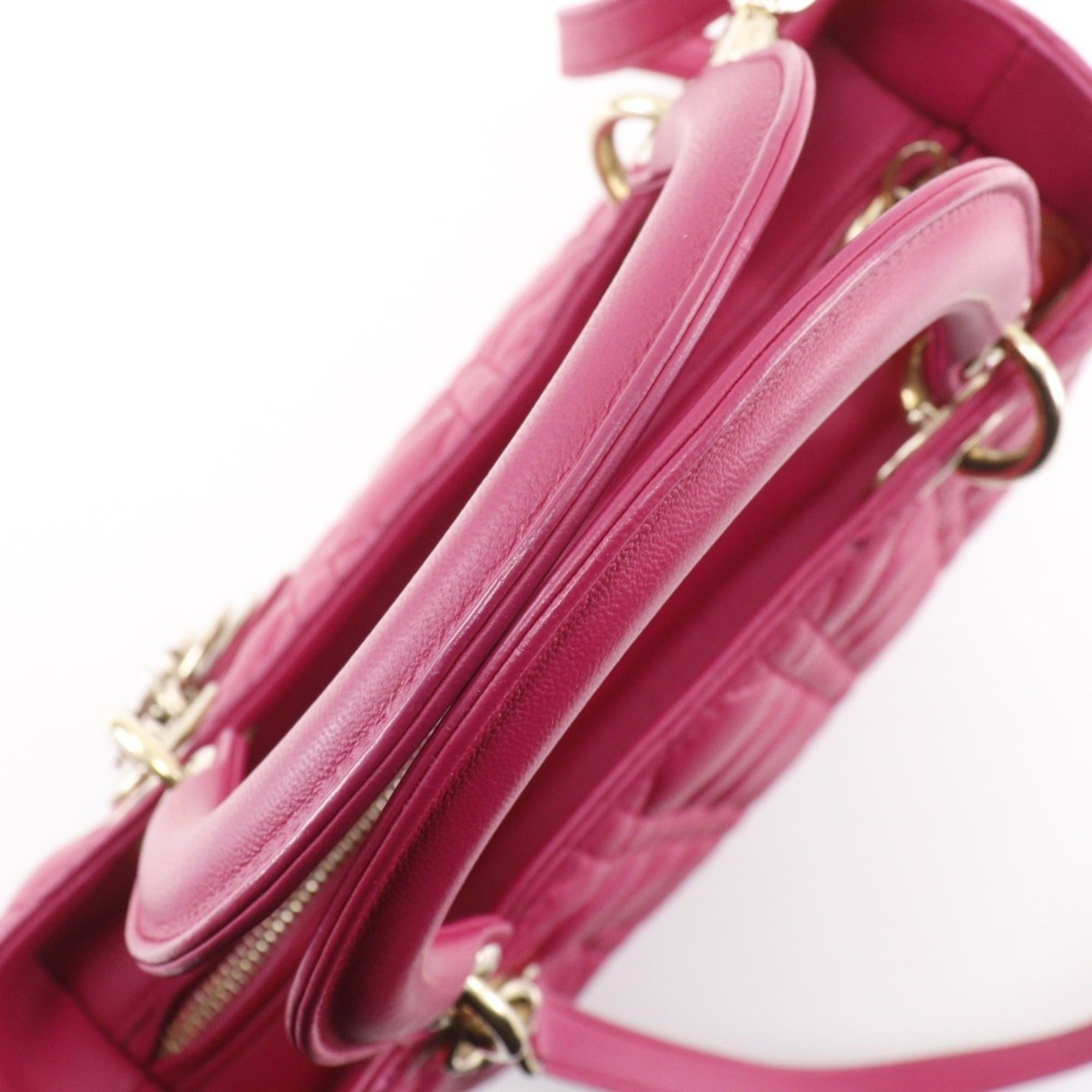 Dior Christian Dior Lady Medium Handbag Cannage Lambskin Pink 2-Way for Women Size ONE SIZE - 5 Thumbnail