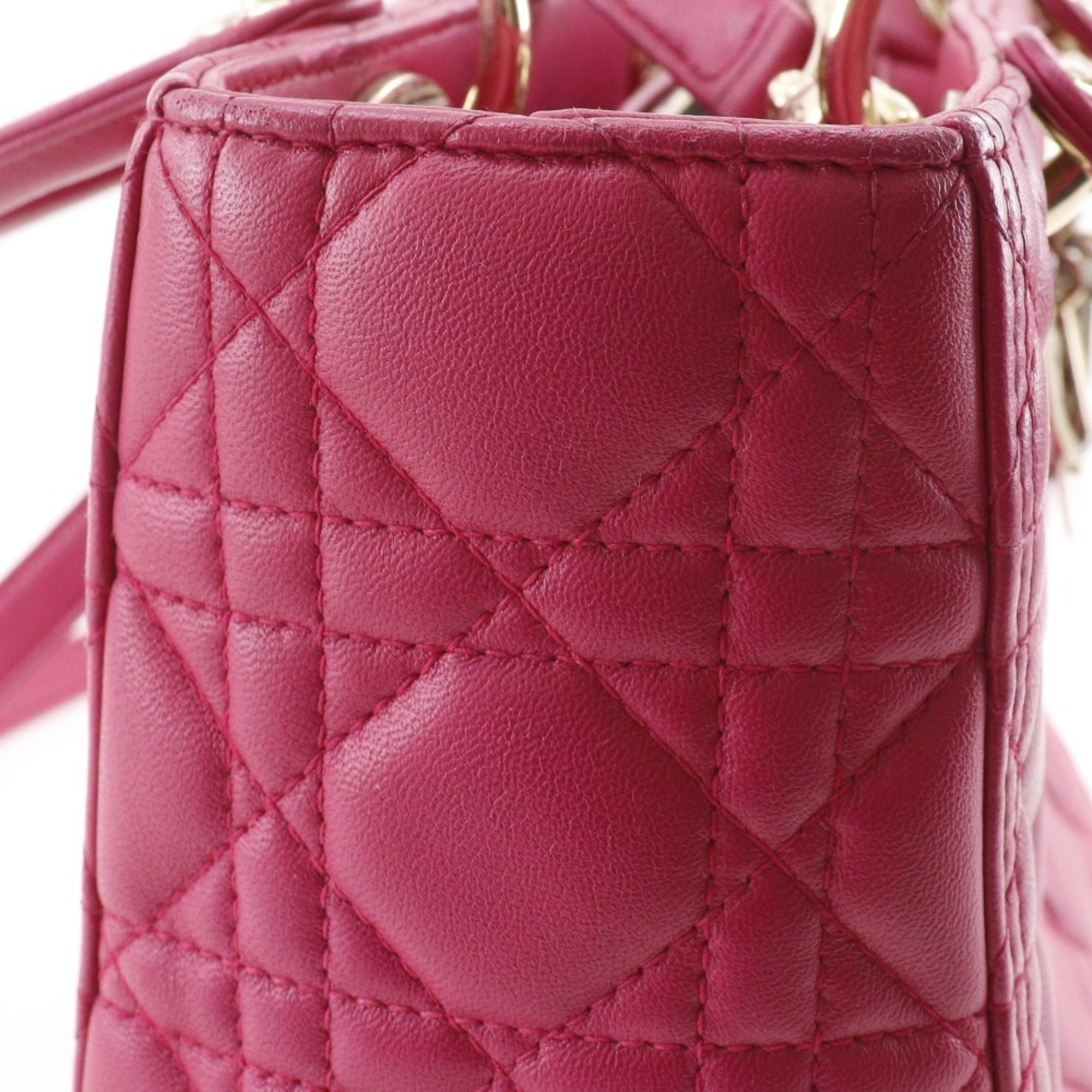 Dior Christian Dior Lady Medium Handbag Cannage Lambskin Pink 2-Way for Women Size ONE SIZE - 13 Thumbnail