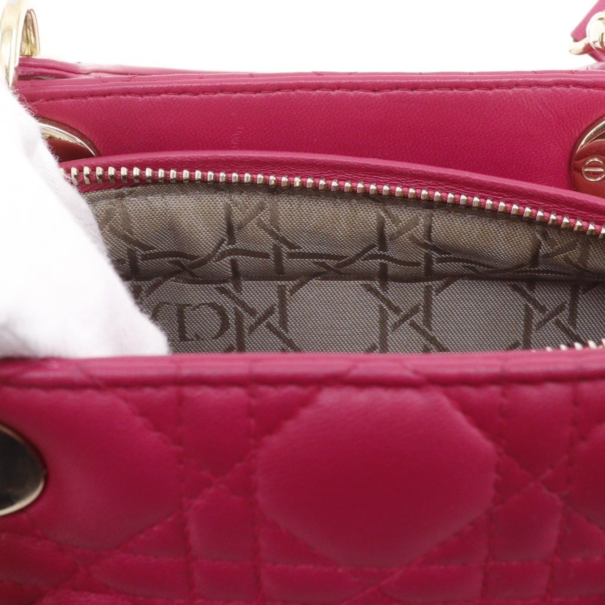 Dior Christian Dior Lady Medium Handbag Cannage Lambskin Pink 2-Way for Women Size ONE SIZE - 9 Thumbnail