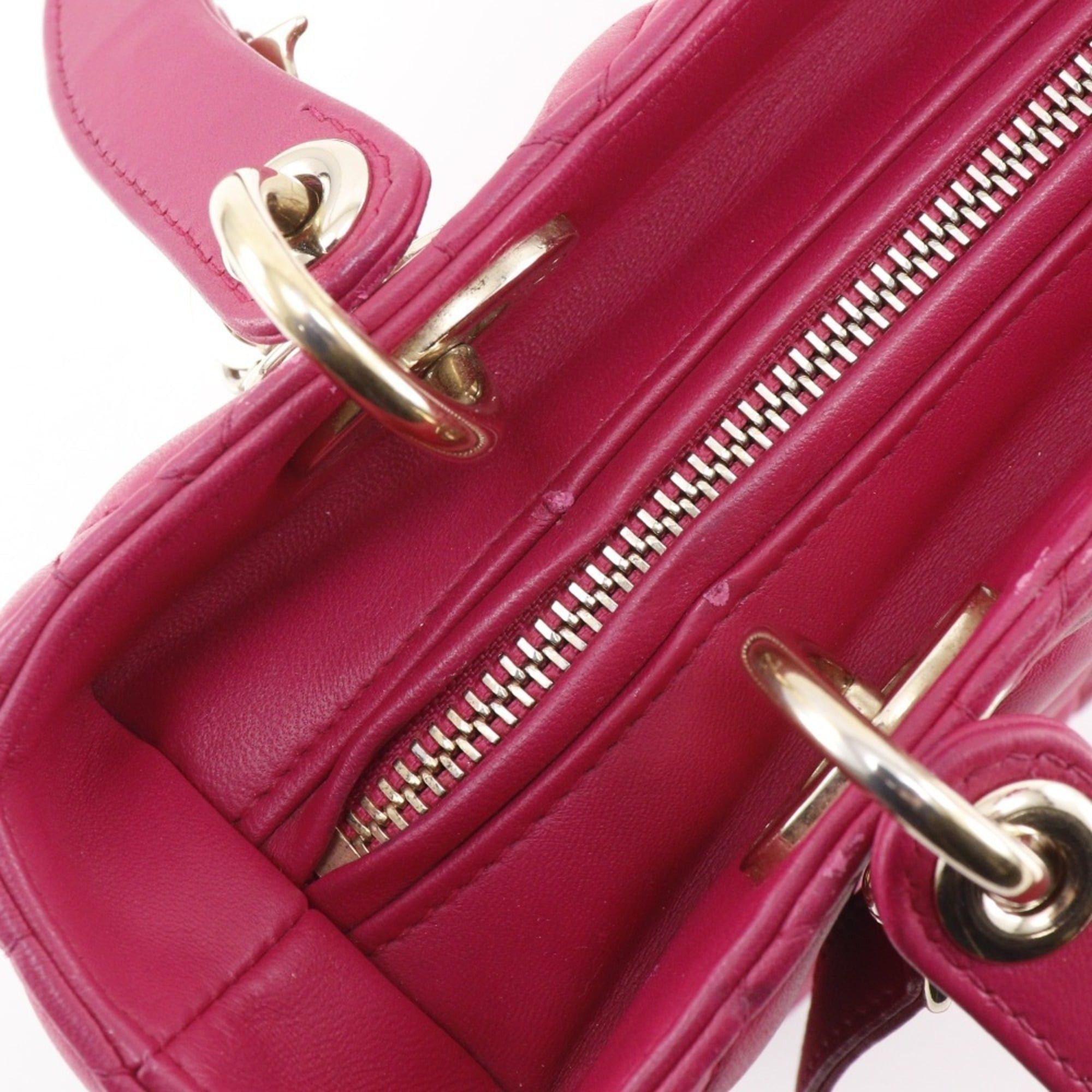 Dior Christian Dior Lady Medium Handbag Cannage Lambskin Pink 2-Way for Women Size ONE SIZE - 11 Thumbnail