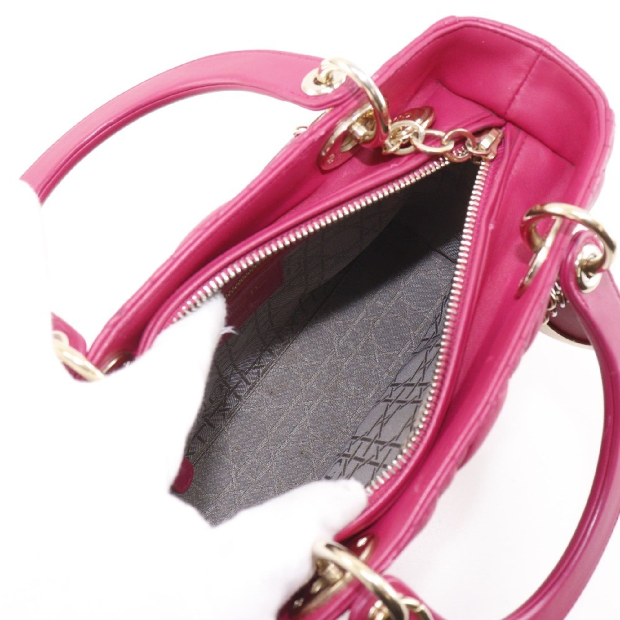 Dior Christian Dior Lady Medium Handbag Cannage Lambskin Pink 2-Way for Women Size ONE SIZE - 6 Thumbnail