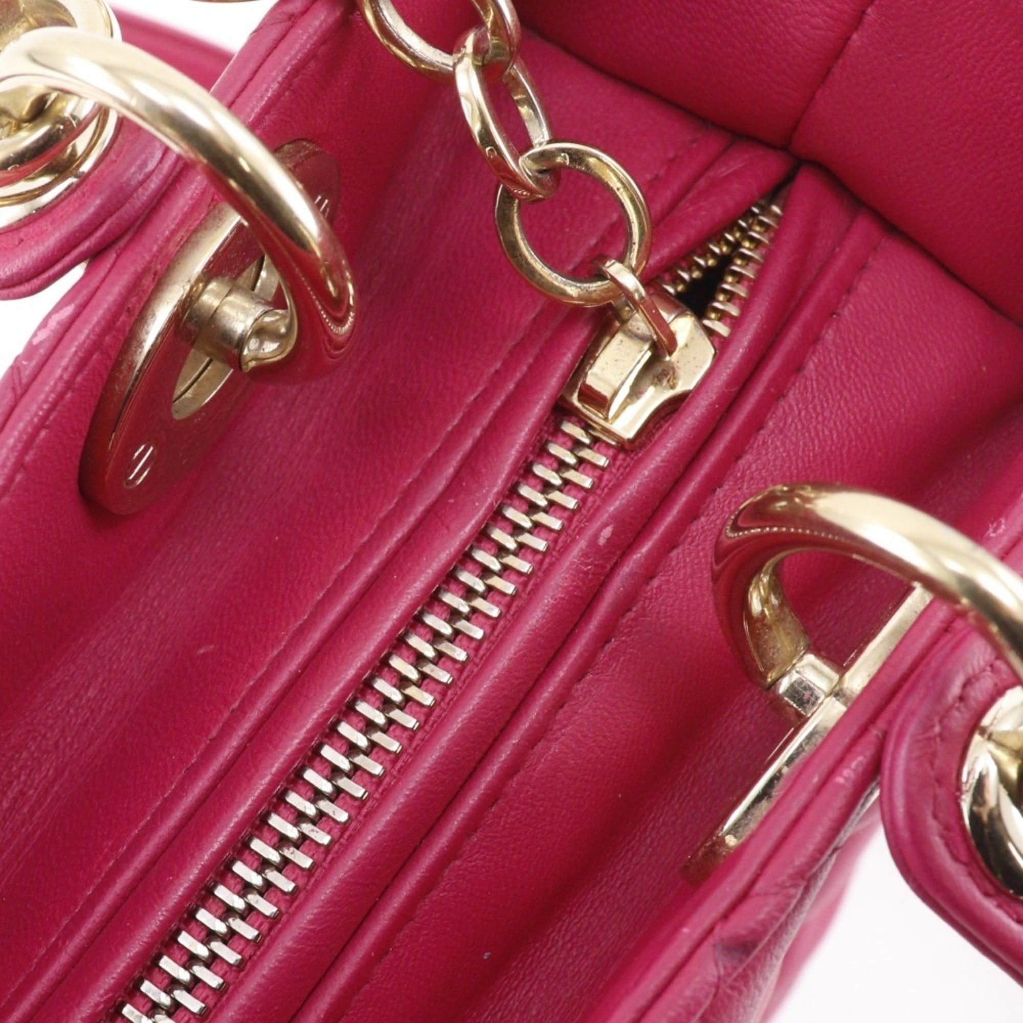 Dior Christian Dior Lady Medium Handbag Cannage Lambskin Pink 2-Way for Women Size ONE SIZE - 10 Thumbnail