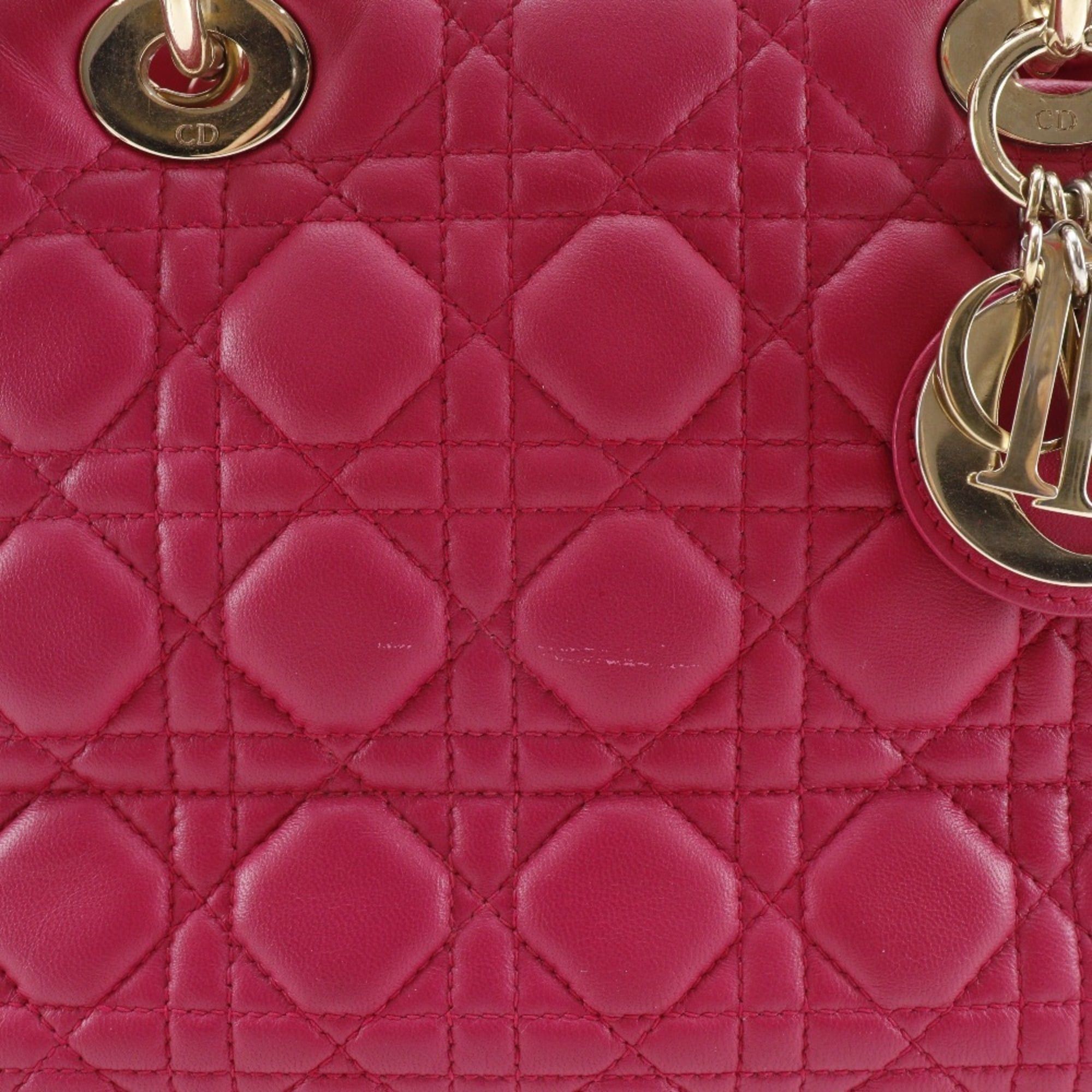 Dior Christian Dior Lady Medium Handbag Cannage Lambskin Pink 2-Way for Women Size ONE SIZE - 16 Thumbnail